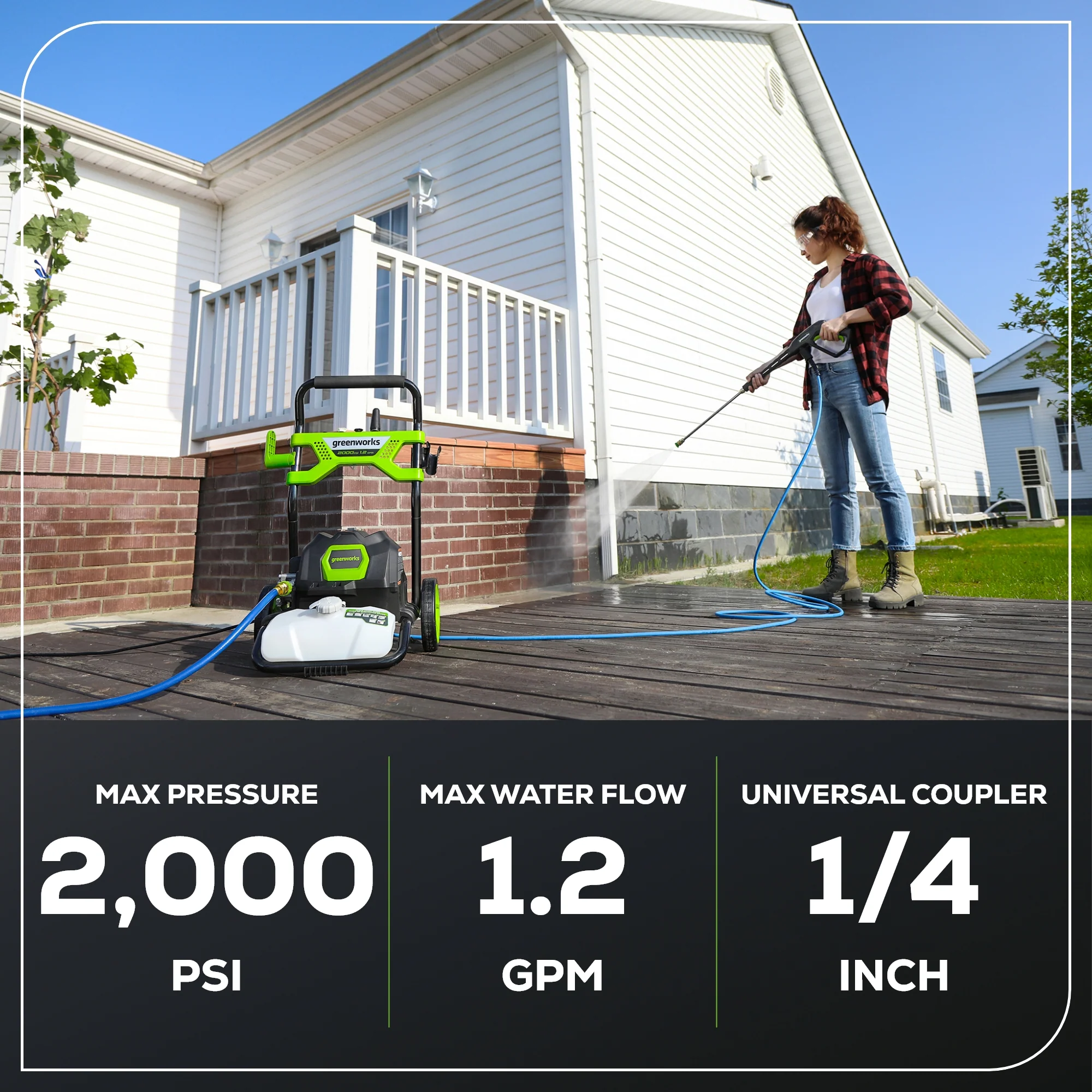 2000 PSI 1.2 GPM Cold Water Electric Pressure Washer