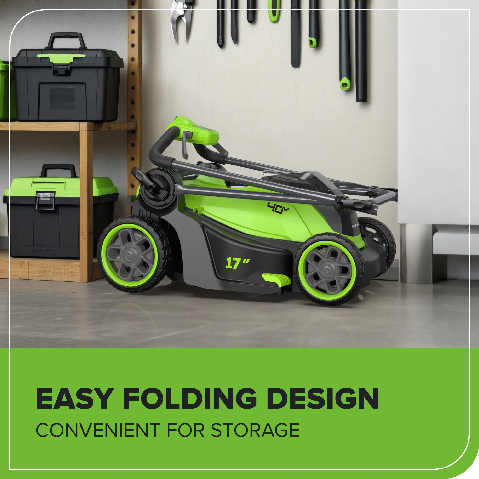 40V 17 Cordless Battery Brushless Push Lawn Mower w/ 4.0Ah Battery & Charger