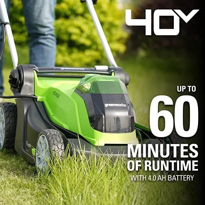 40V 17 Push Mower, 13 String Trimmer & 390 CFM Blower Combo Kit w/ 4.0Ah Battery & Charger