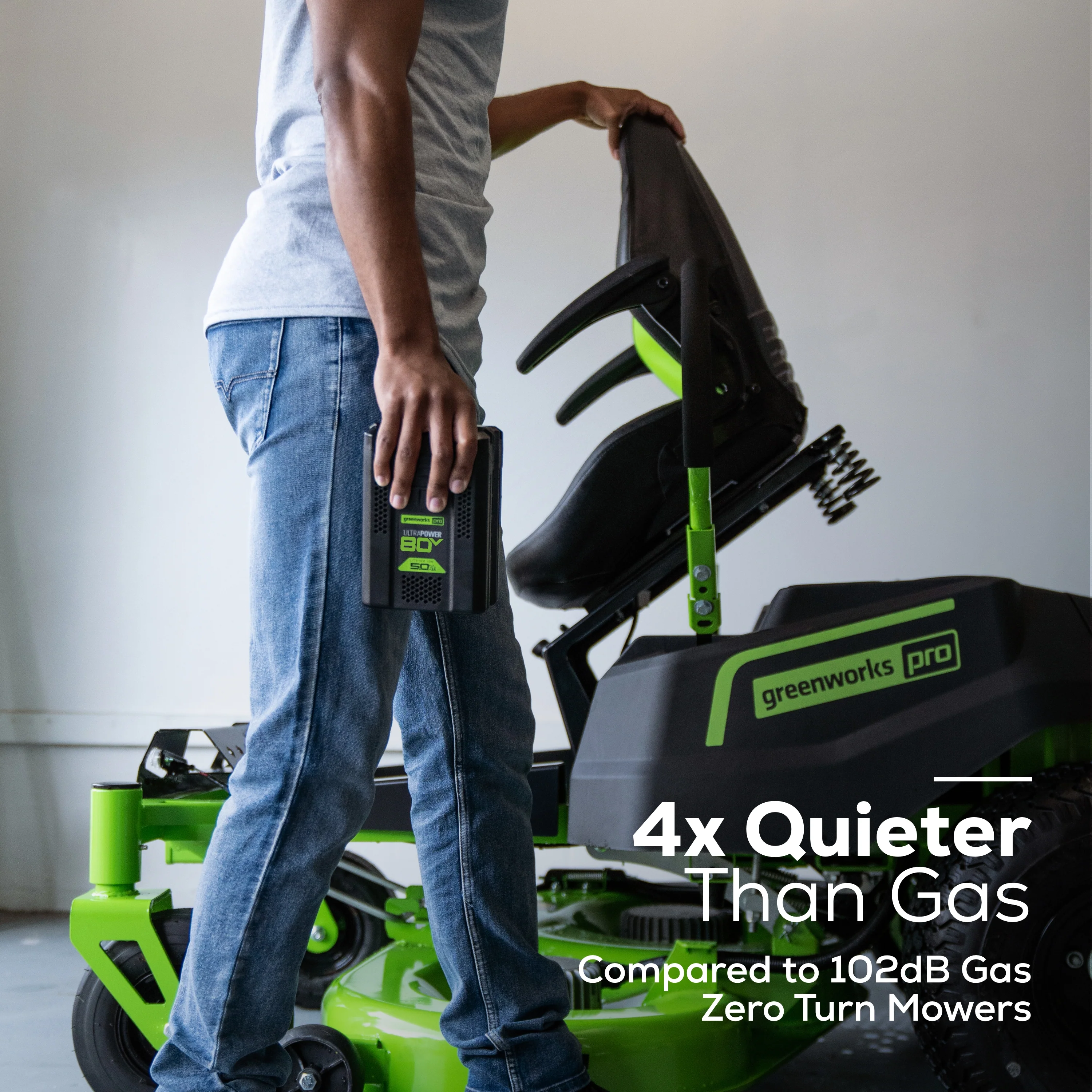 80V 42 Cordless Battery CrossoverT Riding Lawn Mower w/ Six (6) 5.0Ah Batteries and Three (3) Dual Port Turbo Chargers