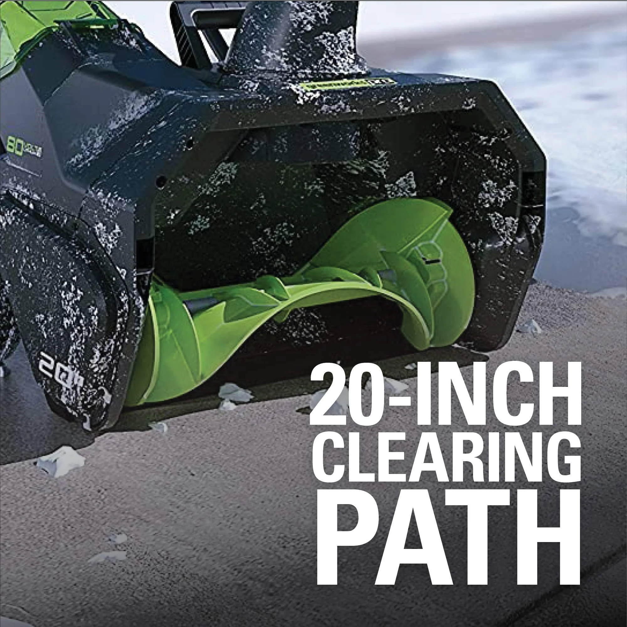 80V 20 Cordless Battery Single-Stage Snow Blower w/ 2.0Ah Battery & Charger