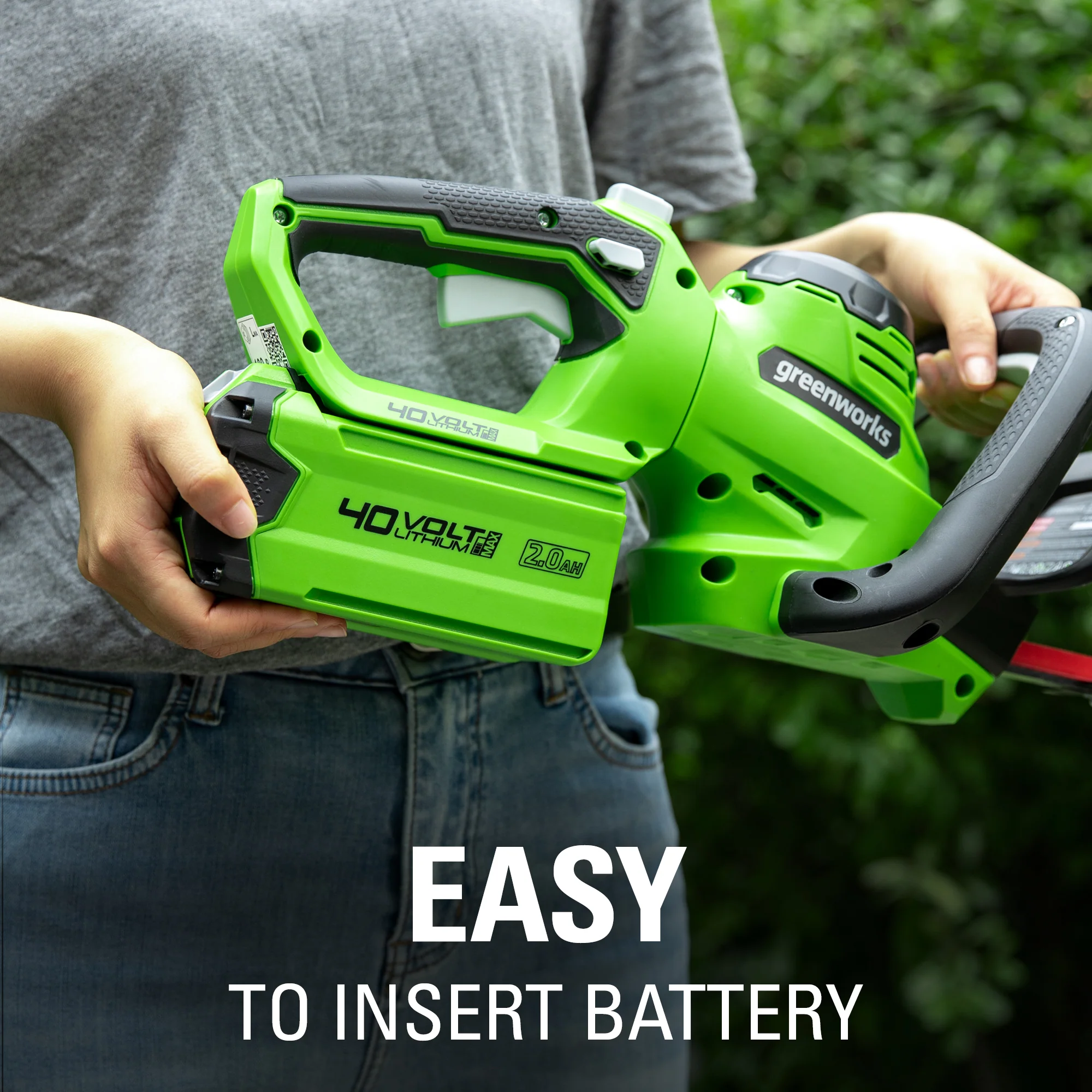 40V 24 Cordless Battery Hedge Trimmer w/ 2.0 Ah USB Battery & Charger