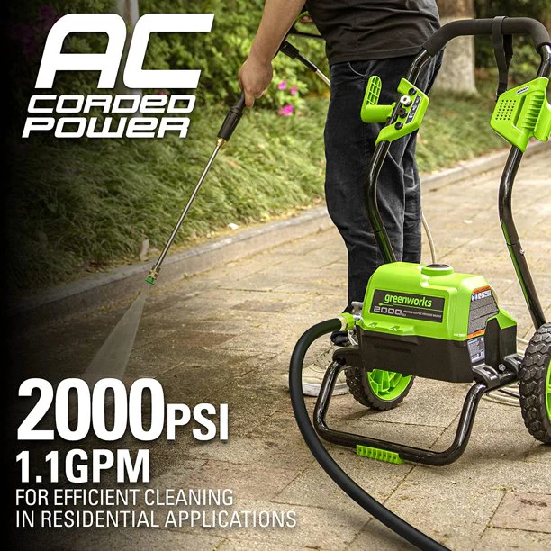 2000 PSI 1.1 GPM Cold Water Electric Pressure Washer (Black Frame)