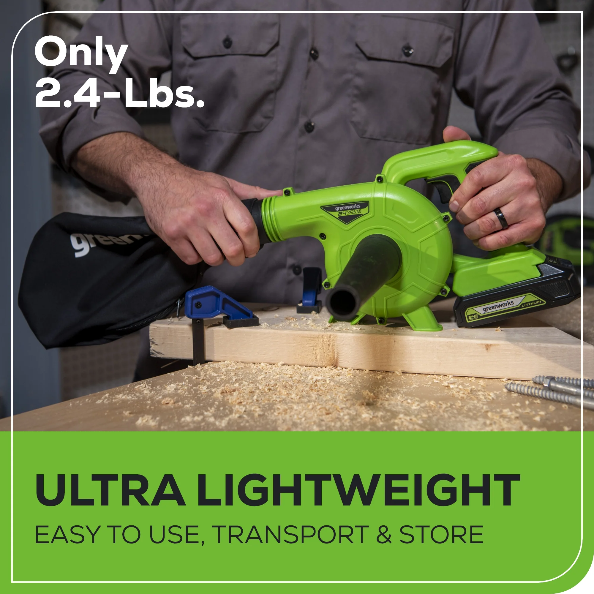 24V 90 CFM Shop Blower w/ 2.0Ah USB Battery & Charger