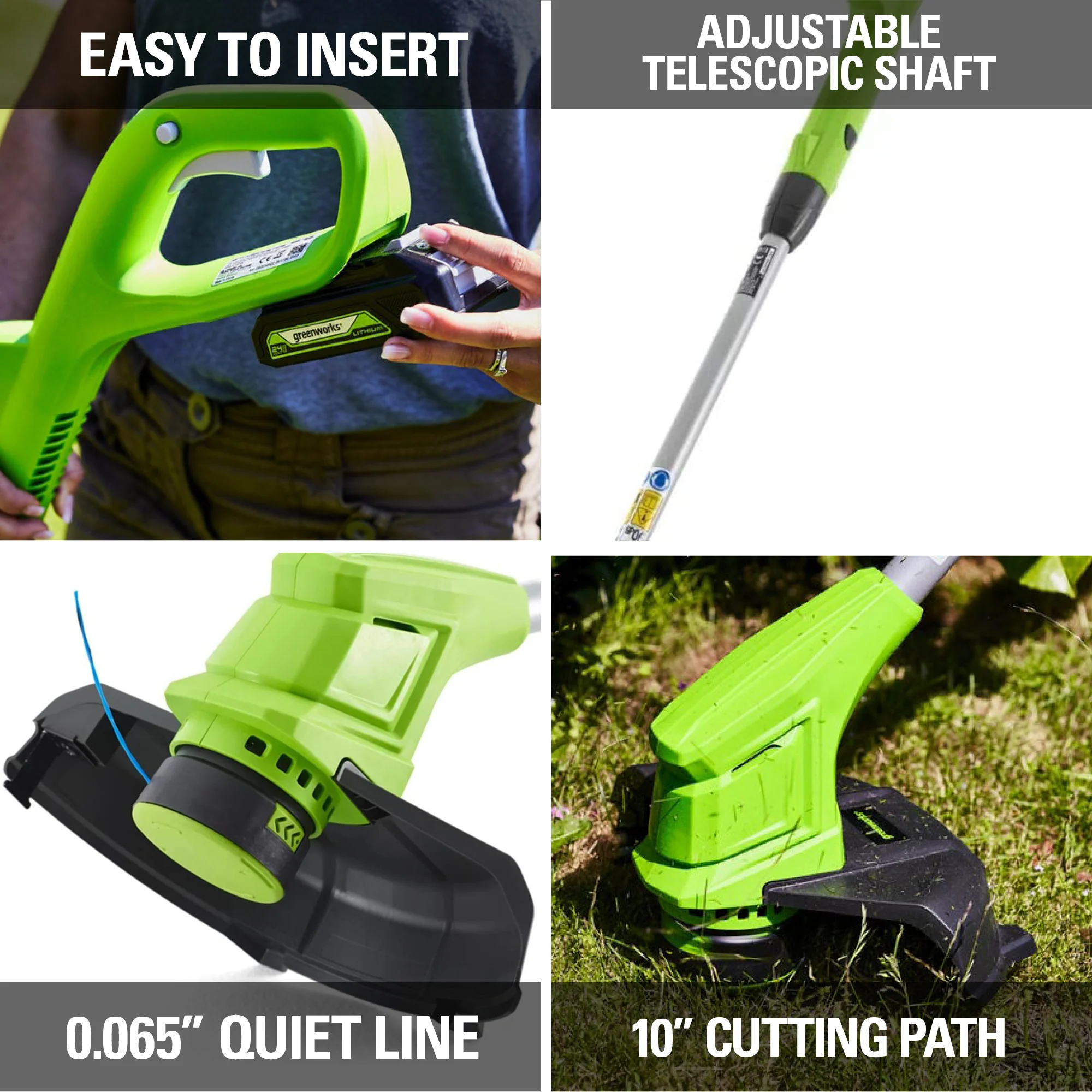 24V 10 Cordless Battery String Trimmer w/ 2.0Ah Battery & Charger