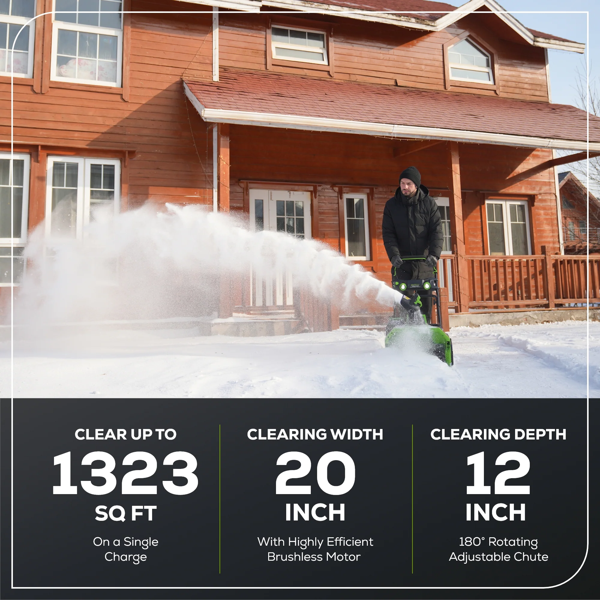 40V 20 Cordless Battery Single-Stage Snow Blower w/ 6.0Ah Battery & Charger