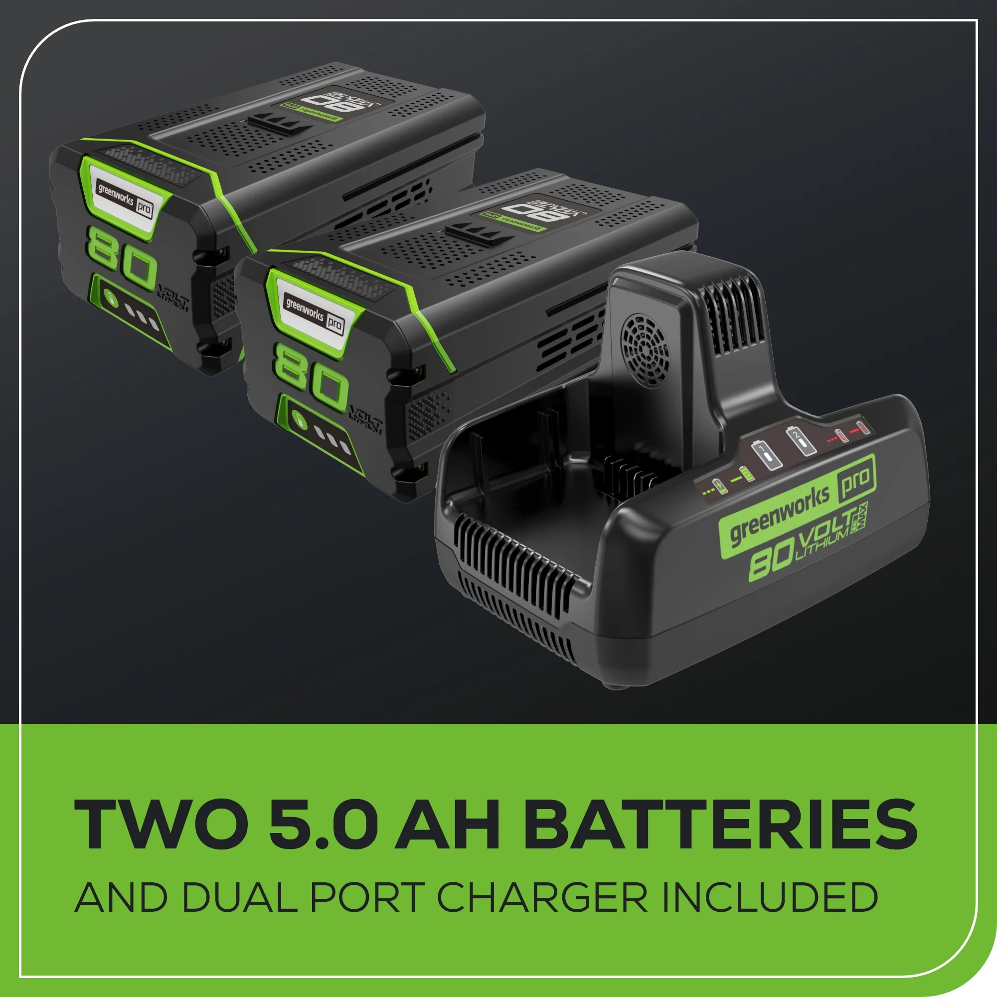 80V 24 Cordless Battery Two-Stage Snow Blower w/ Two (2) 5.0 Ah Batteries & Dual-Port Rapid Charger