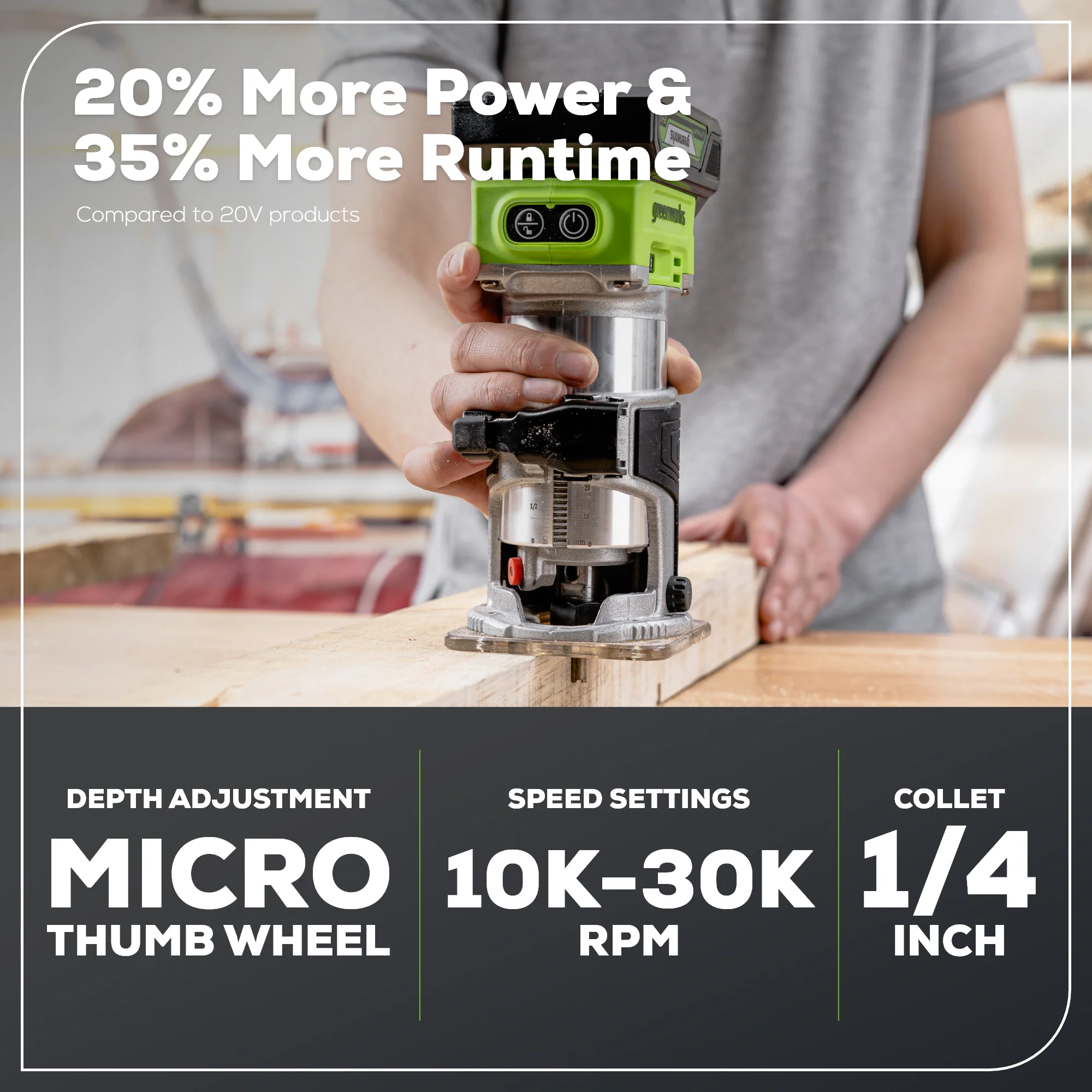 24V Cordless Battery Compact Router (Tool Only)