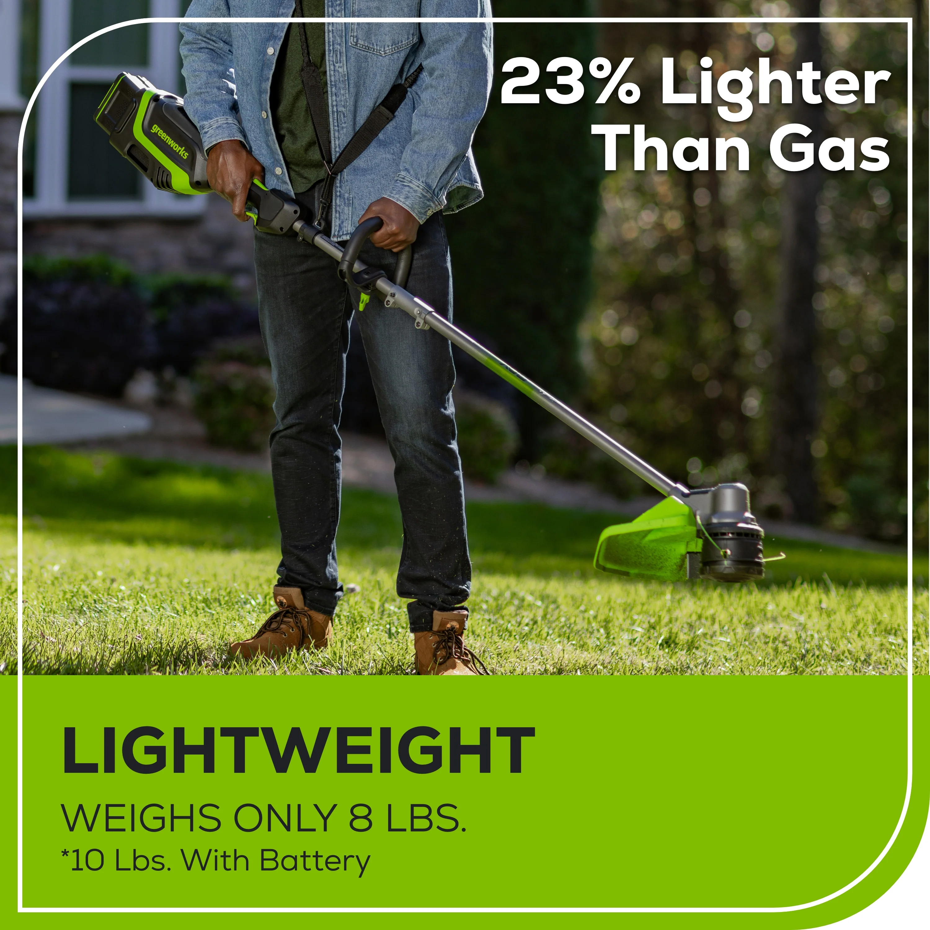 RENEWED 80V 17 Brushless String Trimmer Shoulder Strap, Precut  Line included w/ 2.0Ah Battery & Charger