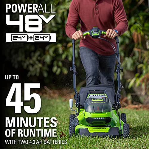 48V (2x24V) 20 Cordless Battery Push Mower w/ (2) 4.0Ah USB Batteries & Charger