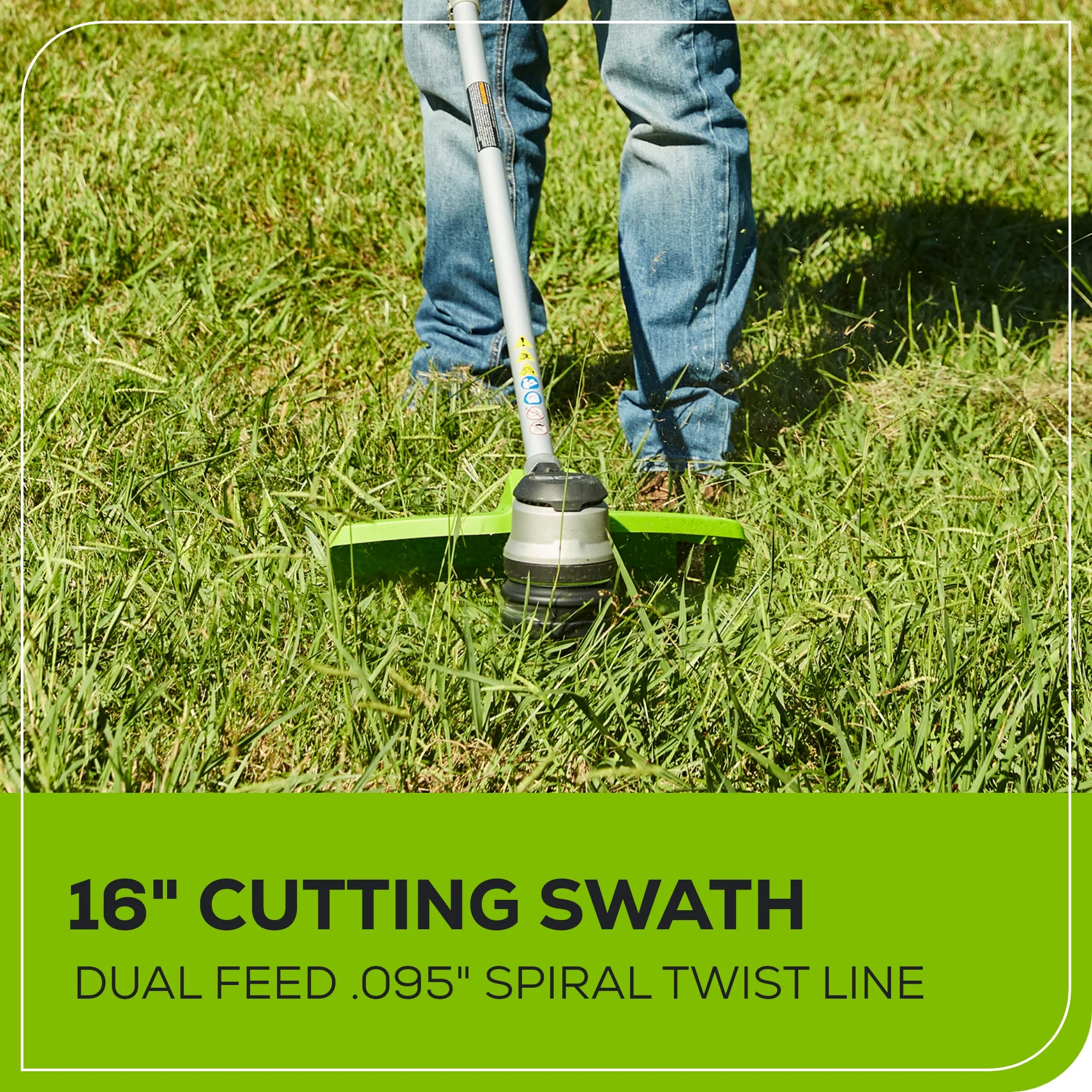 80V 16 Cordless Battery String Trimmer( .095 line) w/ 2.0 Ah Battery & 4.0Amp Charger