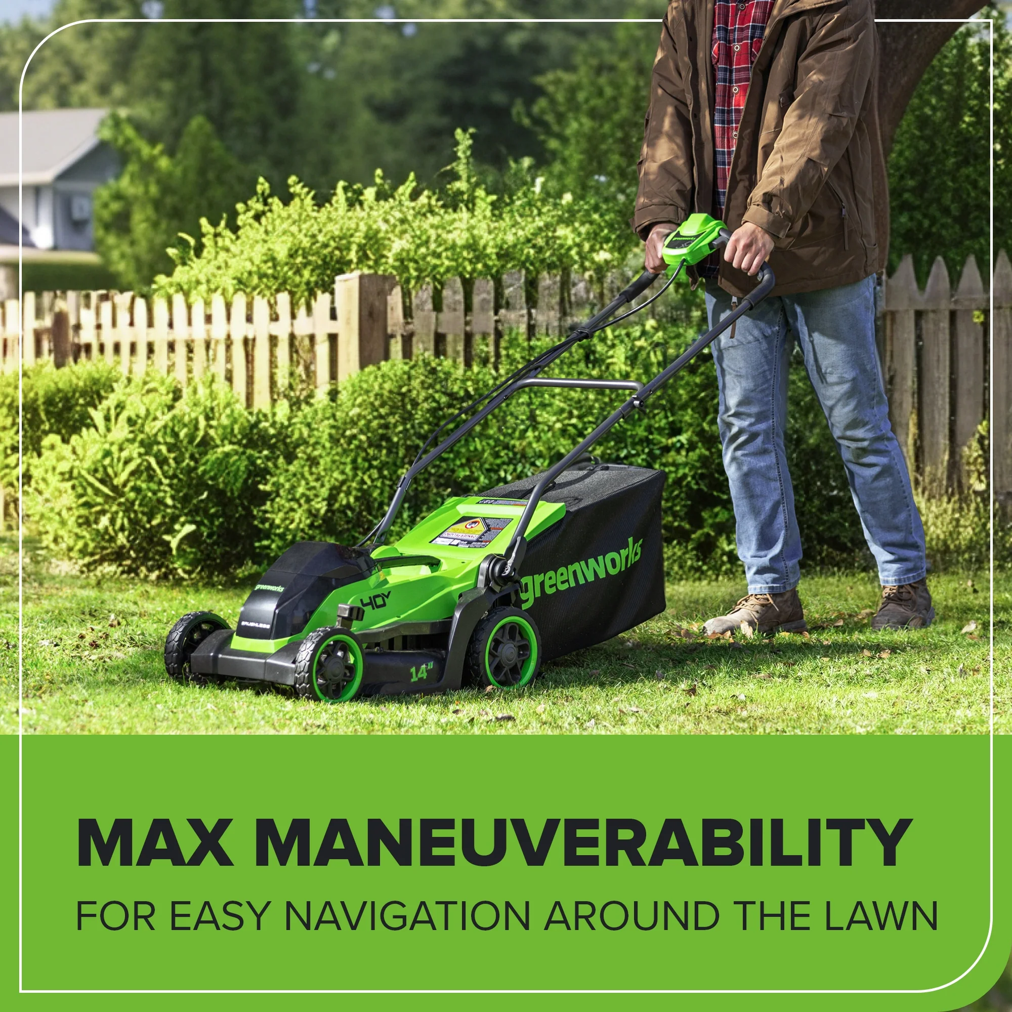 40V 14 Cordless Battery BL Push Lawn Mower w/ 4.0Ah Battery & Charger