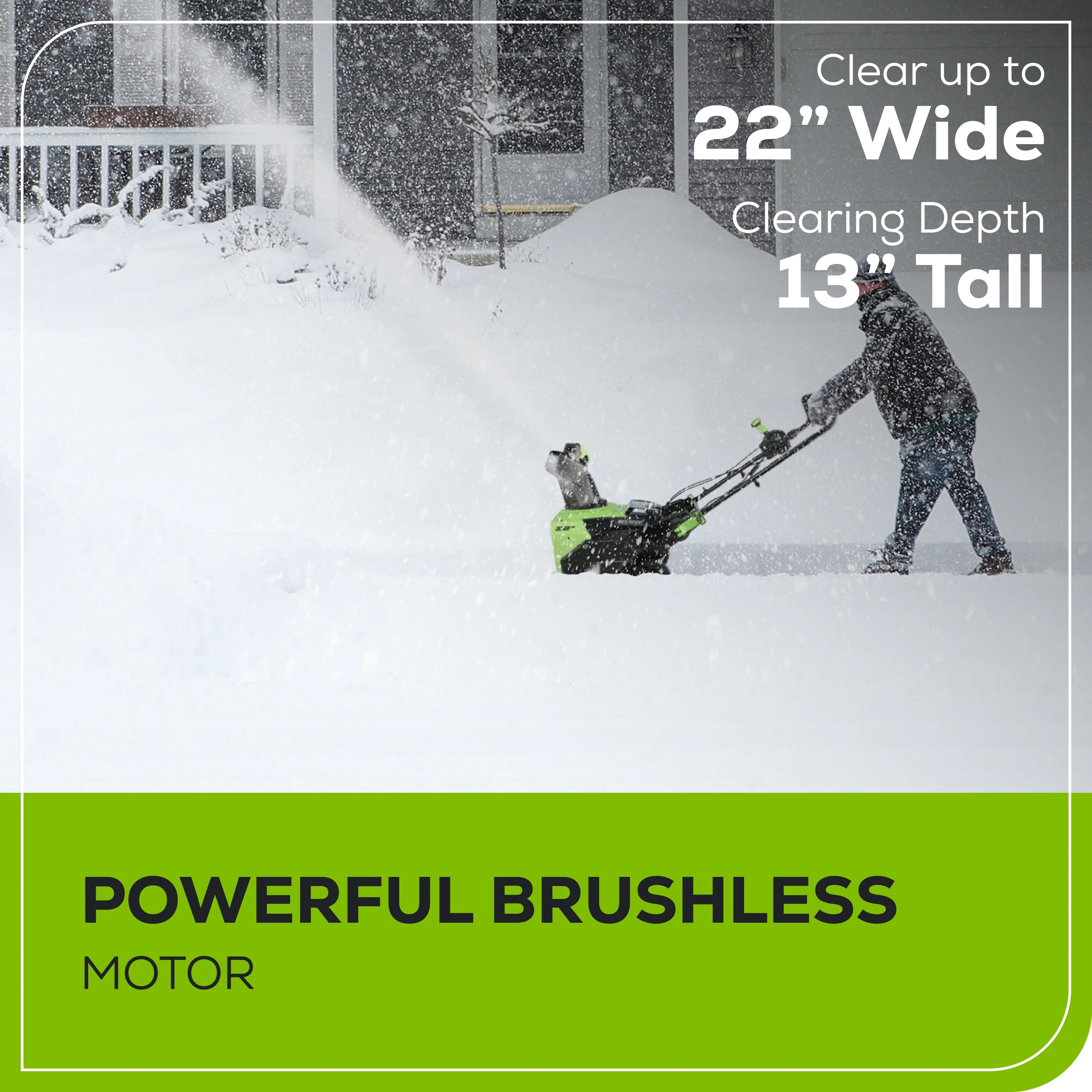 60V 22 Cordless Battery Single-Stage Snow Blower w/ Two (2) 5.0 Ah Batteries & Dual-Port Charger