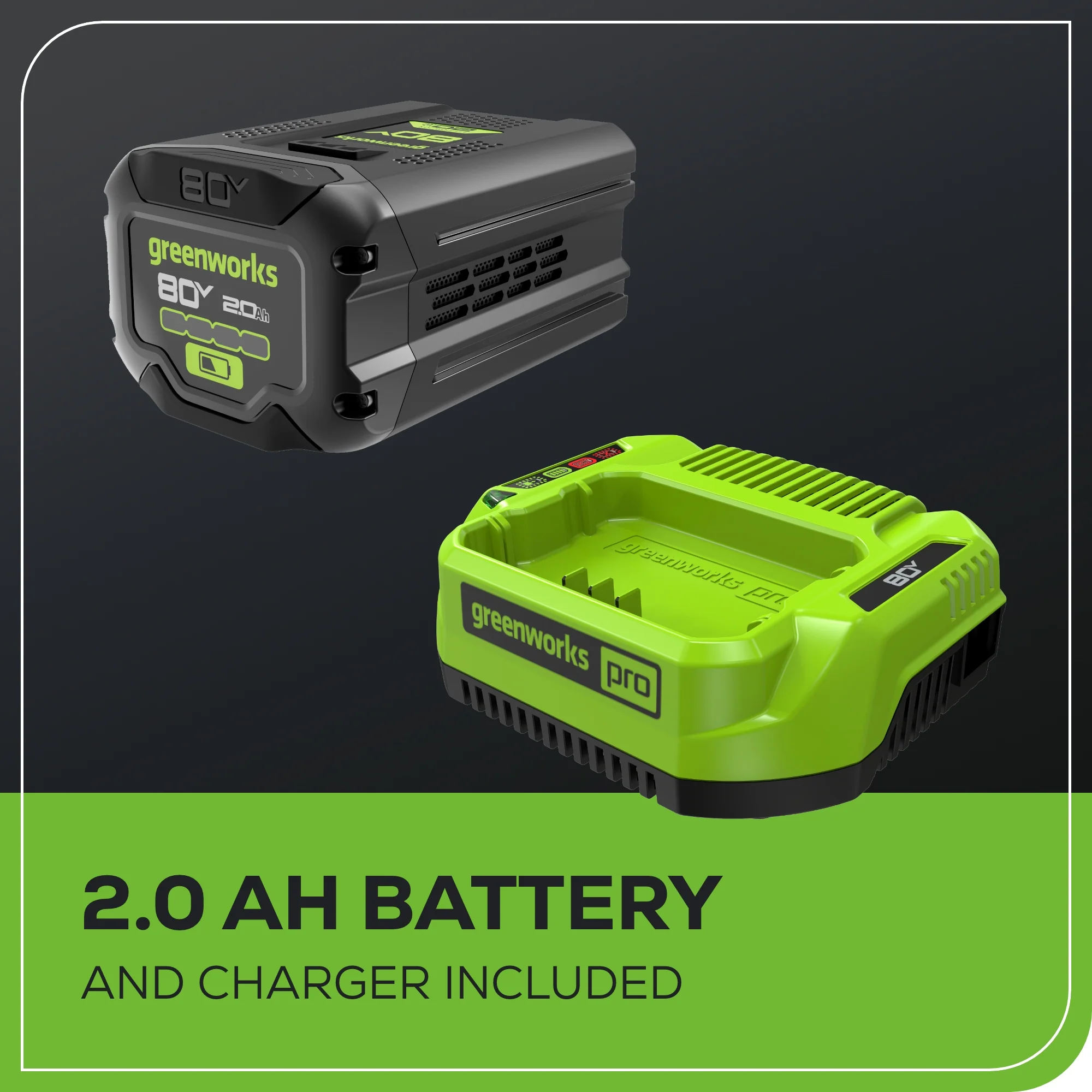 80V 16 Cordless Brushless String Trimmer w/ 2.0Ah Battery & 2Amp Charger