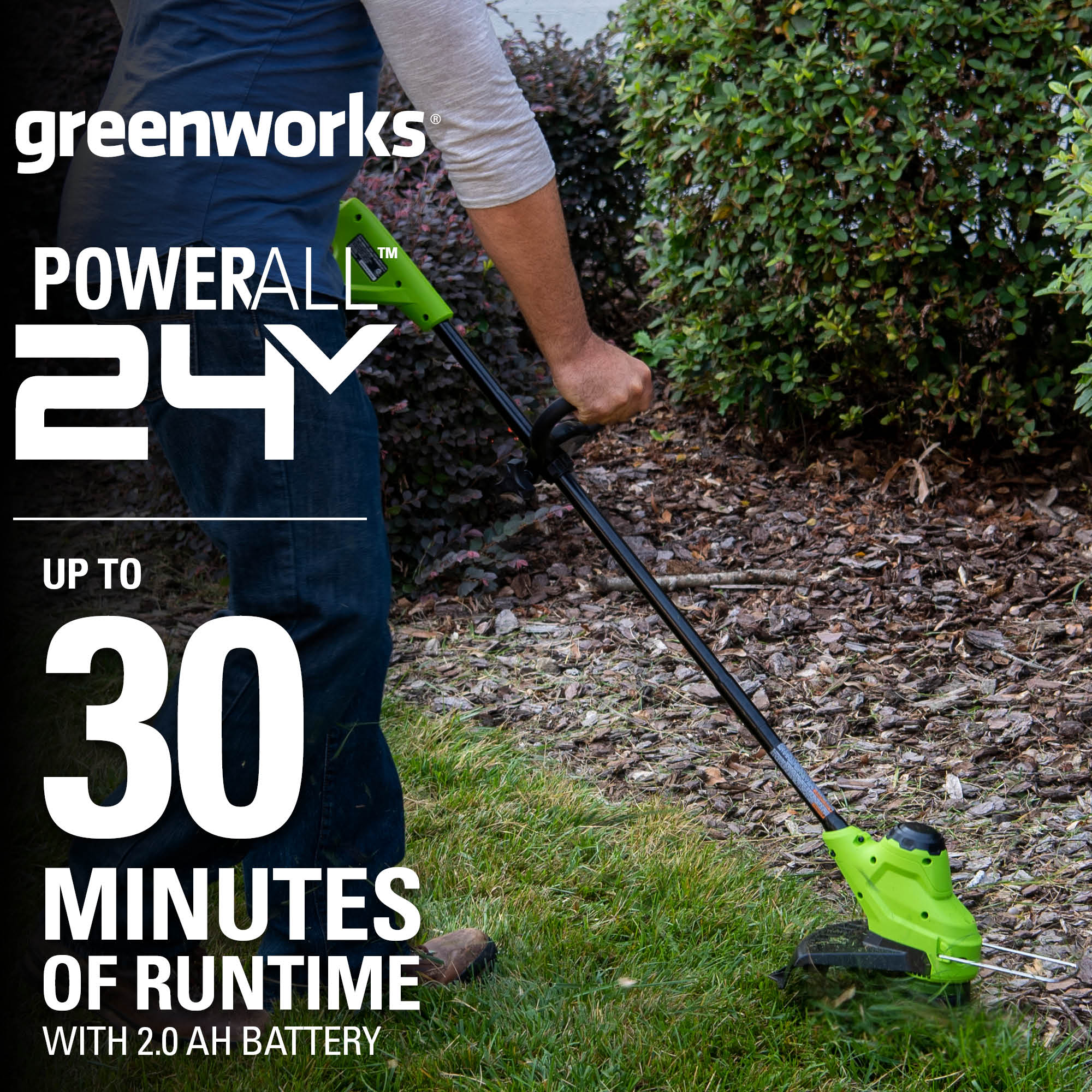 24V 10 Cordless Battery String Trimmer w/ 2.0Ah Battery and Charger