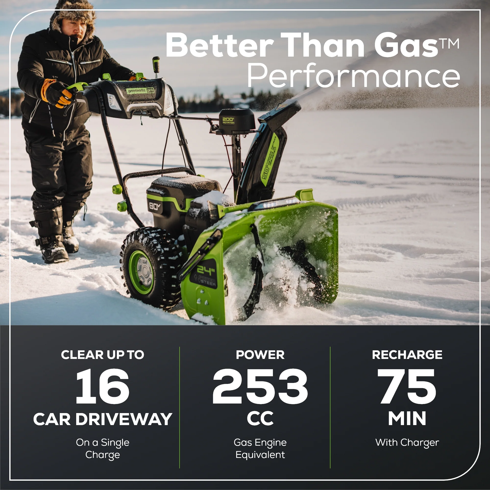 80V 24 Cordless Battery Two-Stage Snow Blower w/ Two (2) 5.0 Ah Batteries & Dual-Port Rapid Charger
