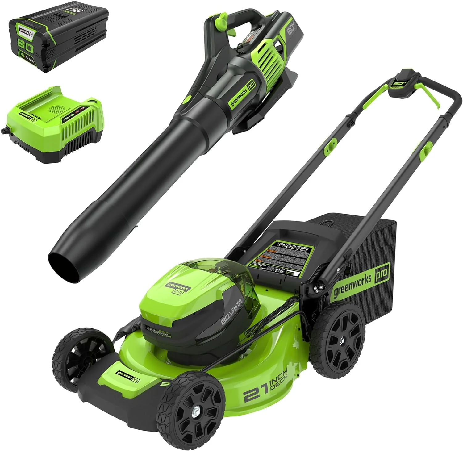 80V 21 Cordless Battery 4-in-1 Push Mower & 730CFM Leaf Blower Combo Kit w/ (1) 4.0Ah Battery & (1) Rapid Charger