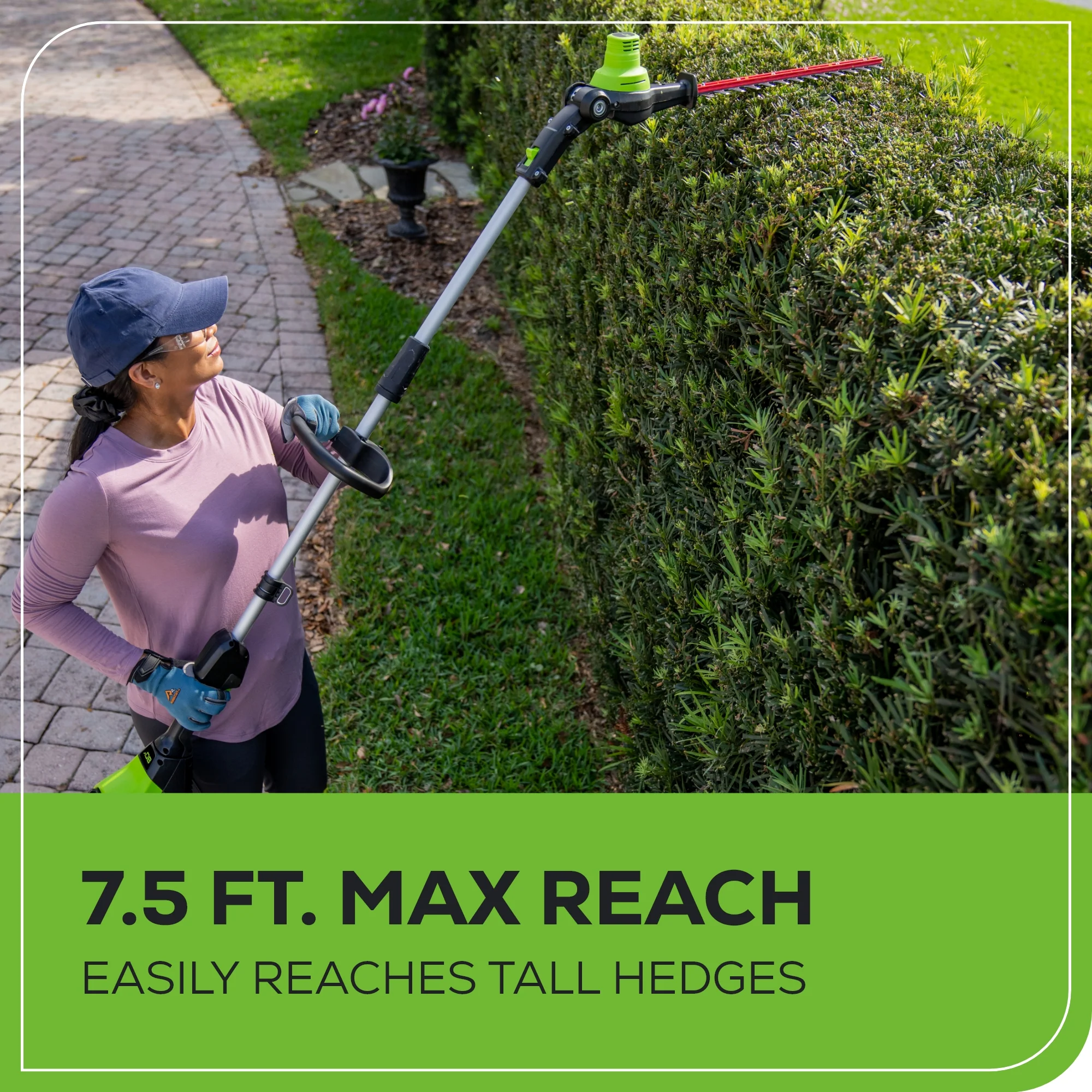 80V 20 Cordless Battery Pole Hedge Trimmer (1.2 cut, 3200 SPM) w/ 2.0Ah Battery & Charger