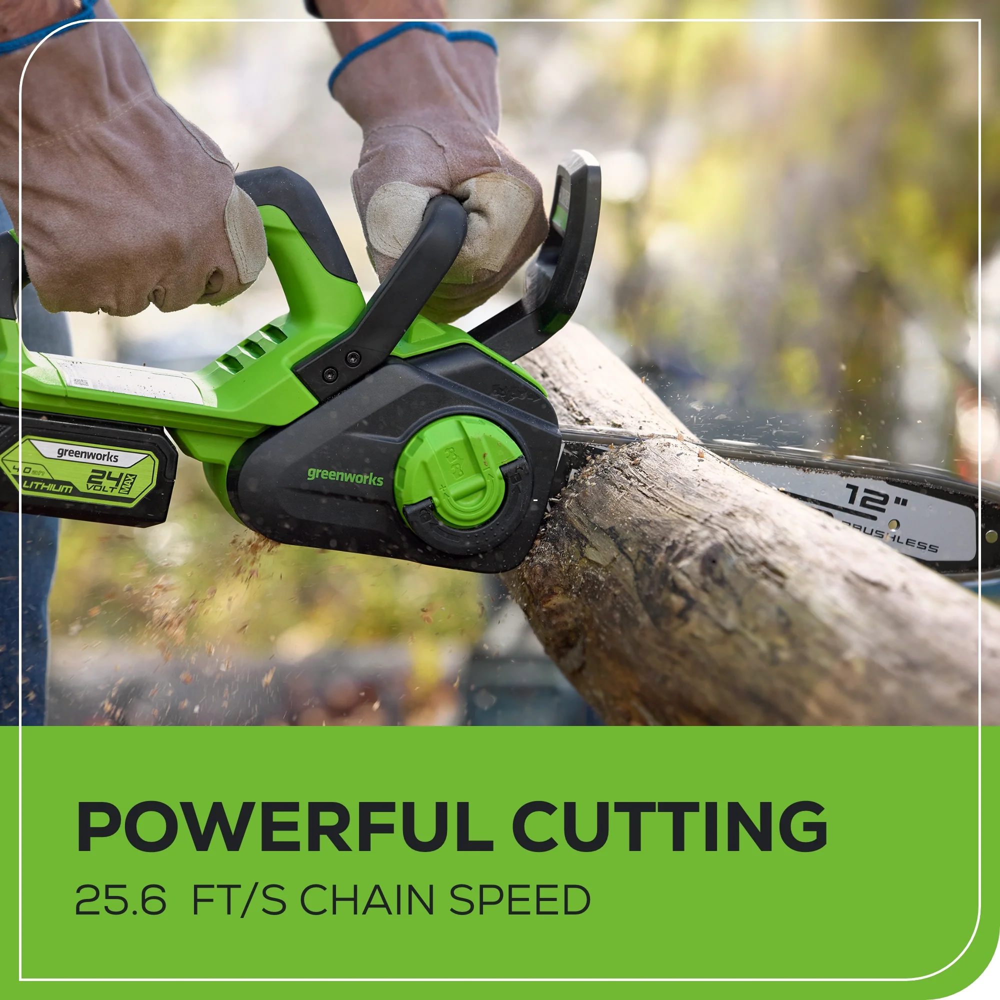 24V 12 Cordless Battery Chainsaw w/ 4.0Ah USB Battery & Charger