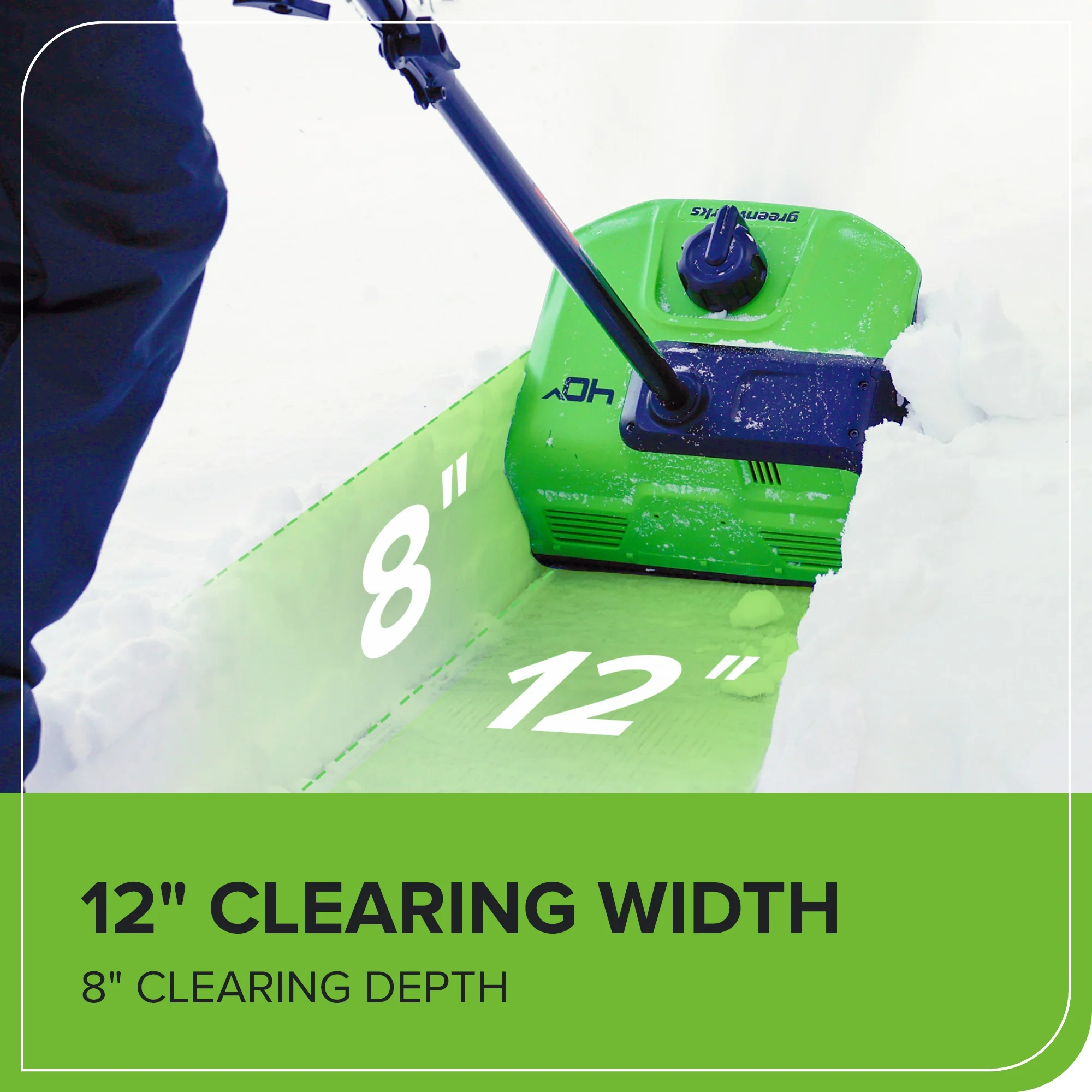 40V 12 Cordless Battery LED Snow Shovel w/ Directional Vanes, 4.0Ah Battery and Charger