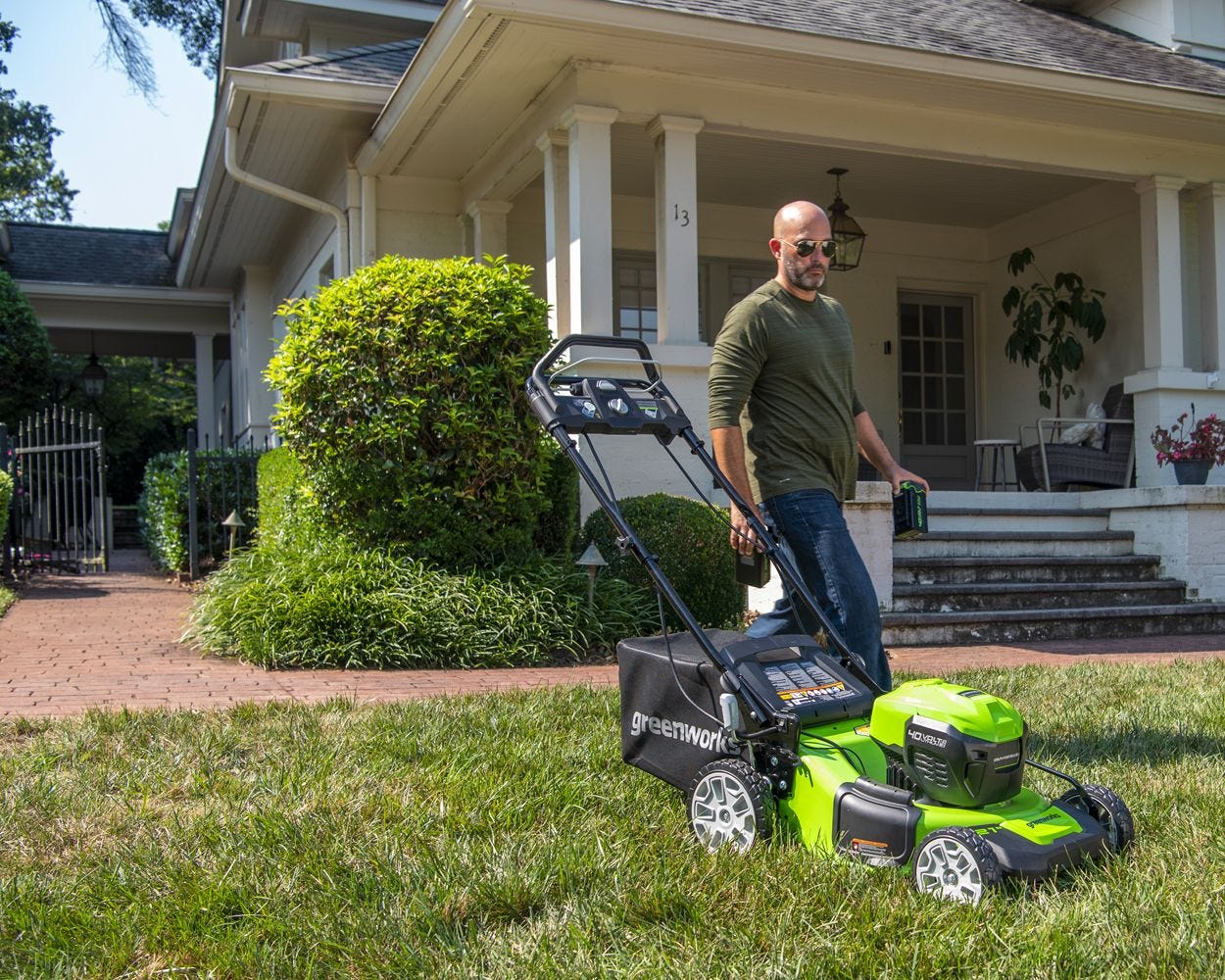RENEWED 40V 21 Cordless Battery Self-Propelled Lawn Mower w/ (2) 4.0Ah USB Batteries & Charger