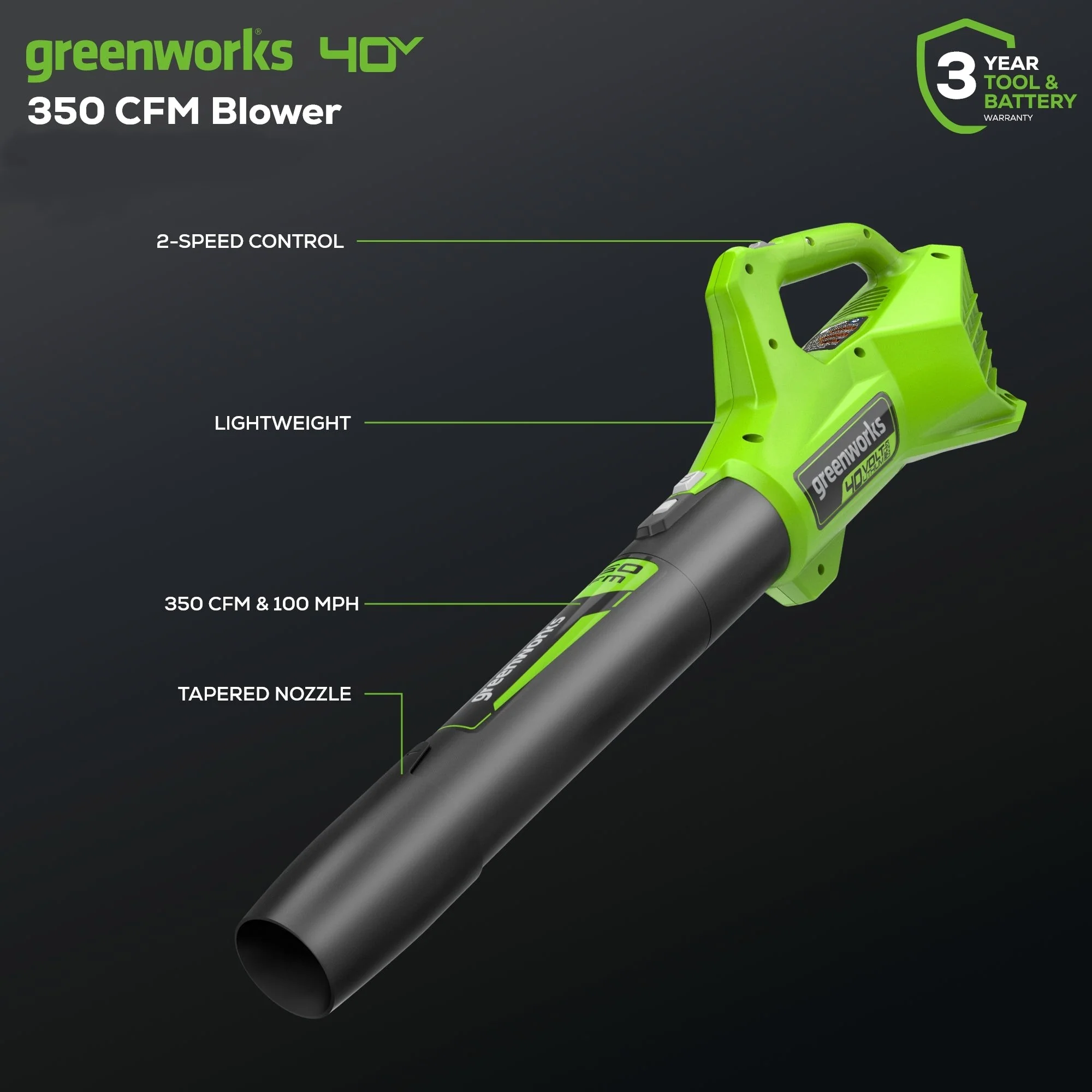 40V 15 Cordless Battery String Trimmer/Blower Combo Kit w/ 2.5Ah Battery & Charger