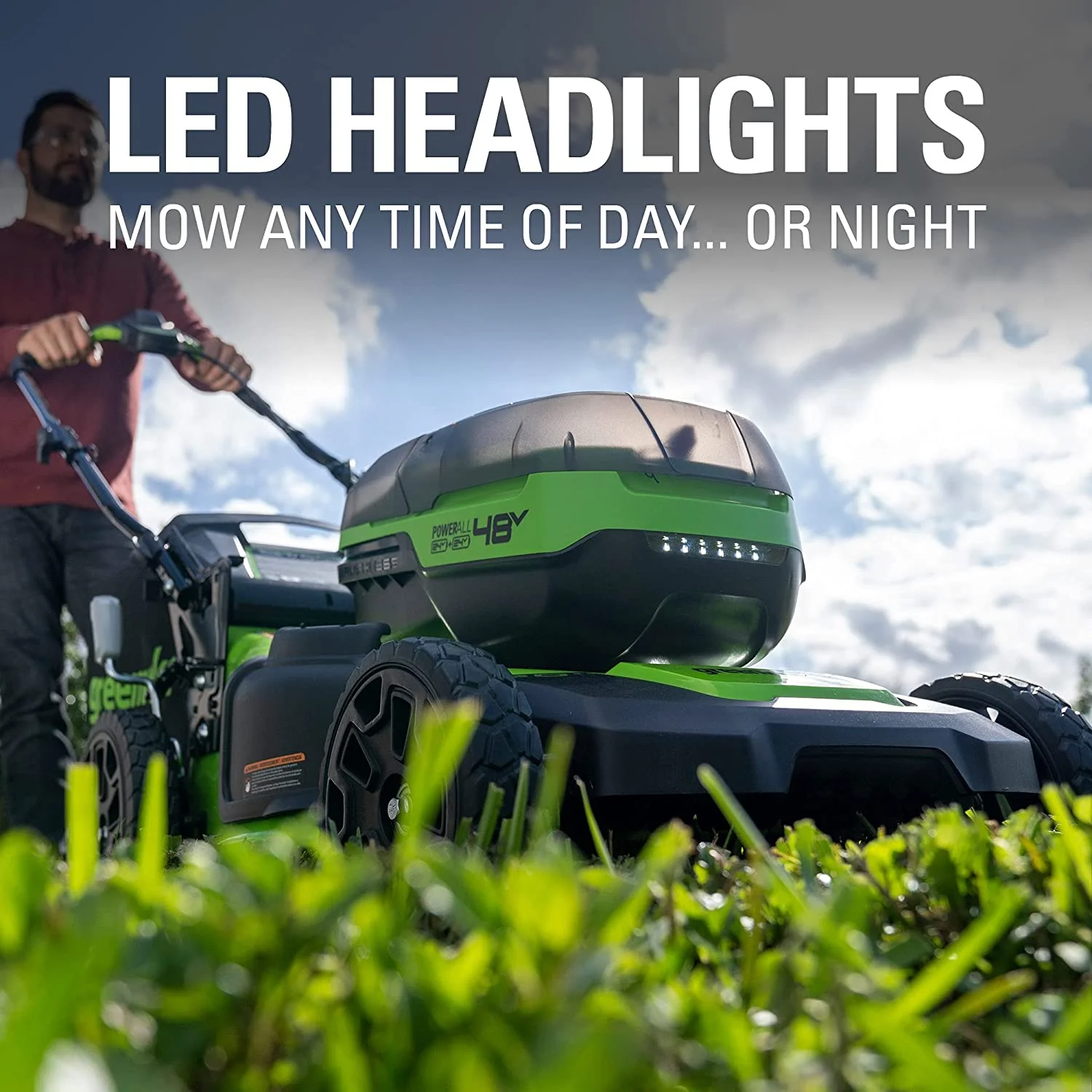 48V (2x24V) 21 Cordless Battery Self-Propelled Lawn Mower w/ (4) 4.0Ah Batteries & (2) Dual Port Chargers