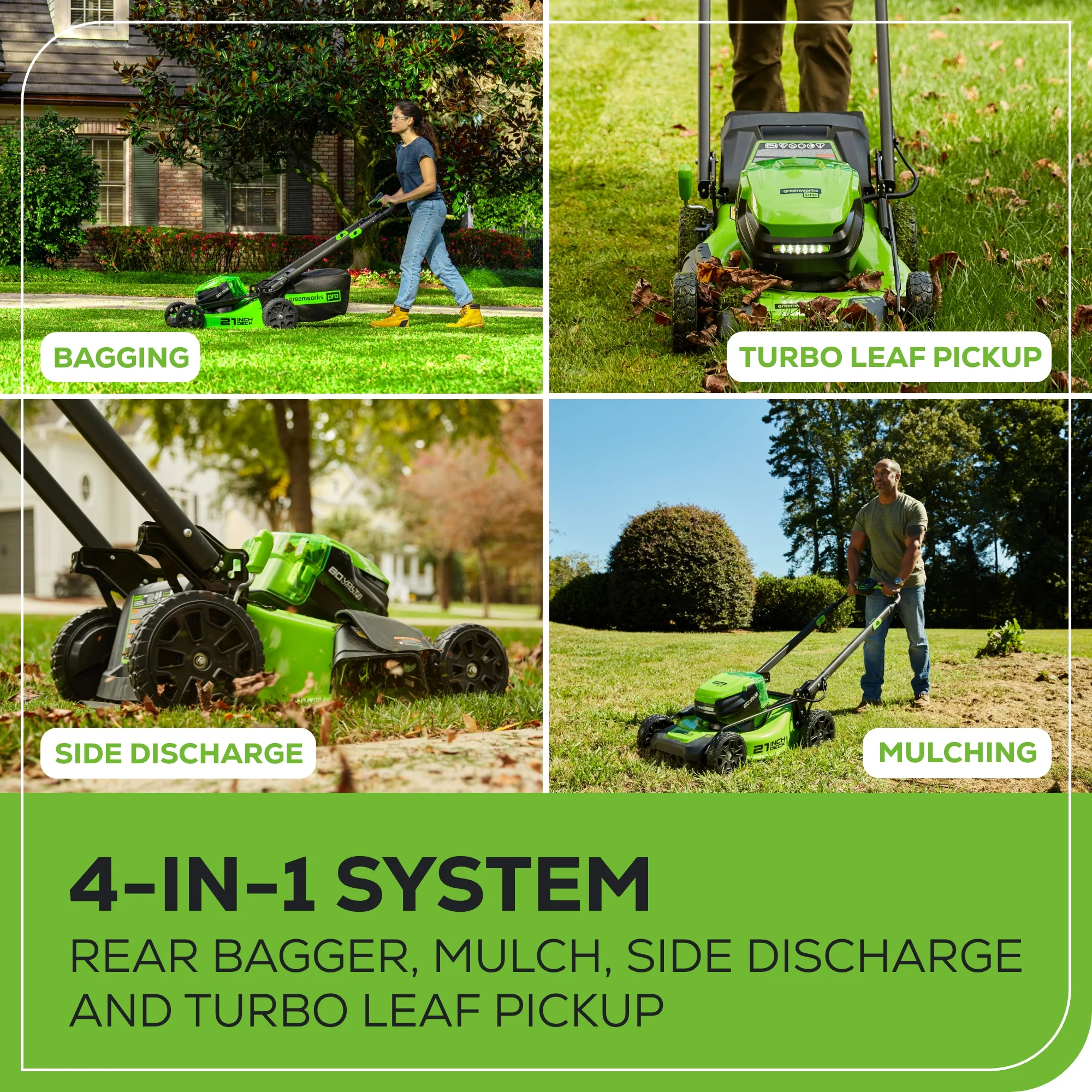 80V 21 Cordless Battery 4-in-1 Push Mower & 730CFM Leaf Blower Combo Kit w/ (1) 4.0Ah Battery & (1) Rapid Charger