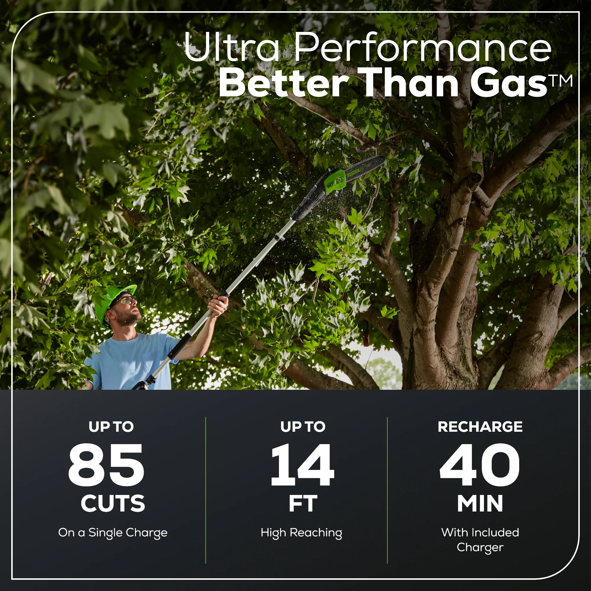 60V 10 Cordless Battery Pole Saw & 20 Pole Hedge Trimmer Combo Kit w/ 2.0 Ah Battery & Charger