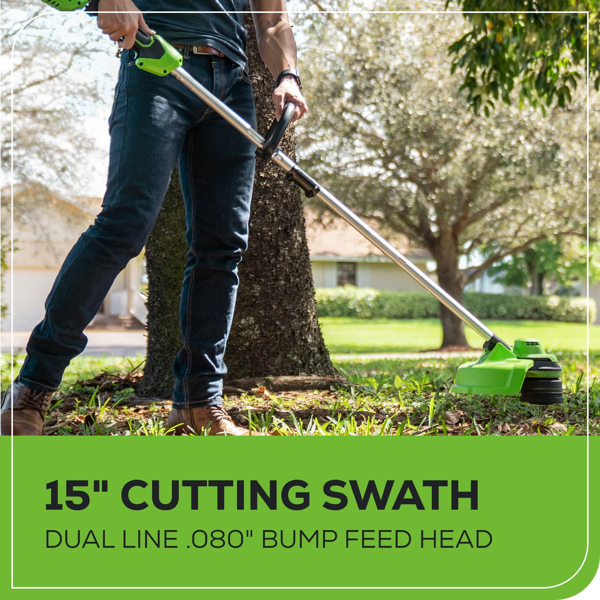 48V (2x24V) 15 Cordless Battery Load N' Go™ String Trimmer w/ (2) 4.0Ah USB Batteries & Charger