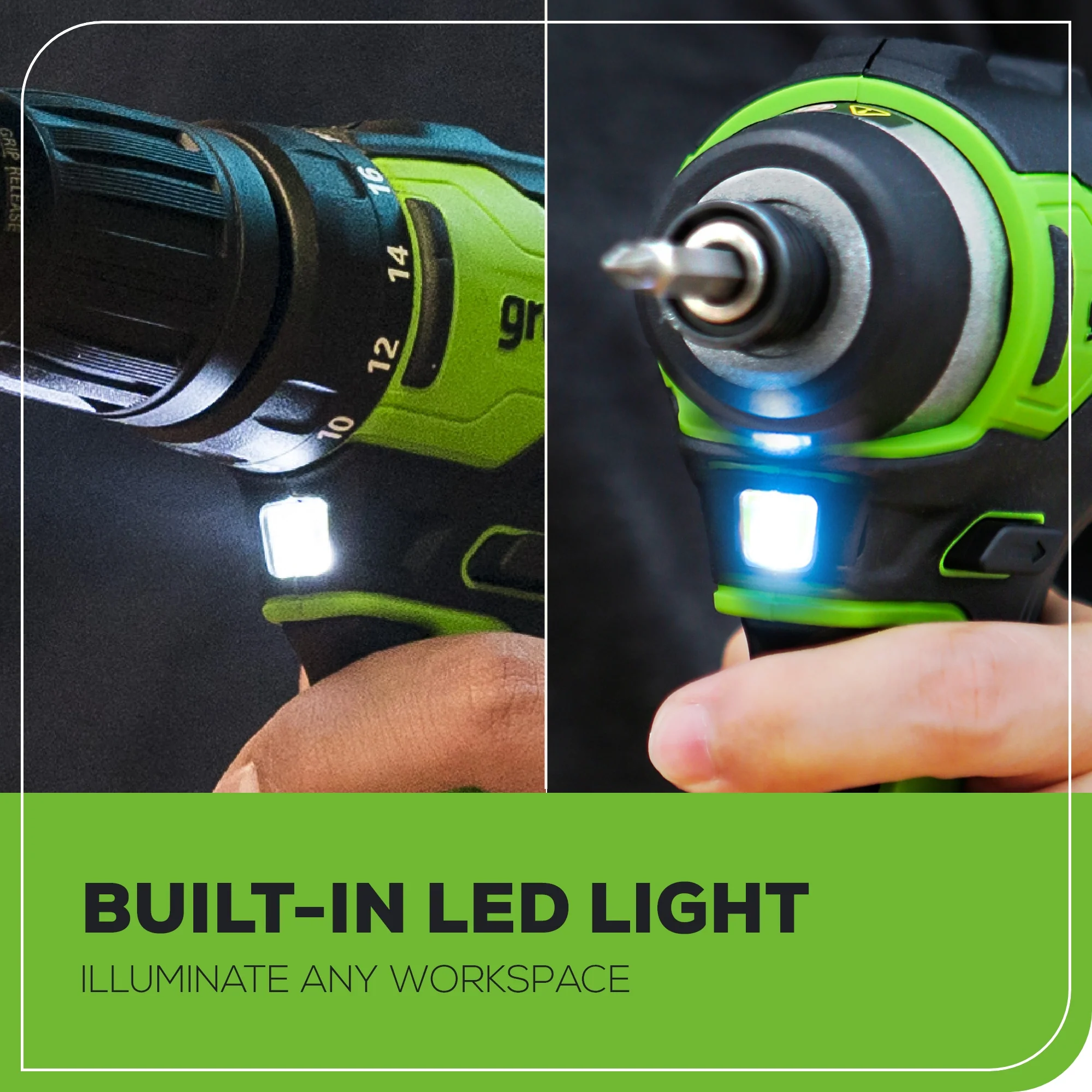 RENEWED 24V Brushless 1/2” Drill / Driver, 1/4” Hex Impact Driver, 8 pcs Bit Set & Bag Kit w/ (2) 2.0Ah Batteries & Charger