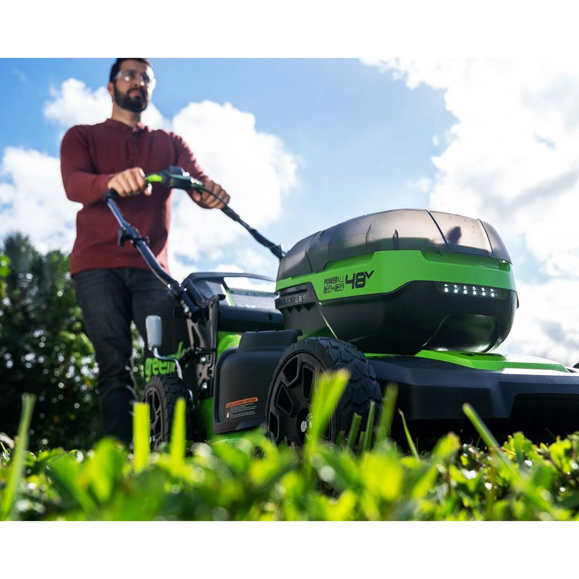 48V (2x24V) 20 Cordless Battery Push Mower w/ (2) 4.0Ah USB Batteries & Charger