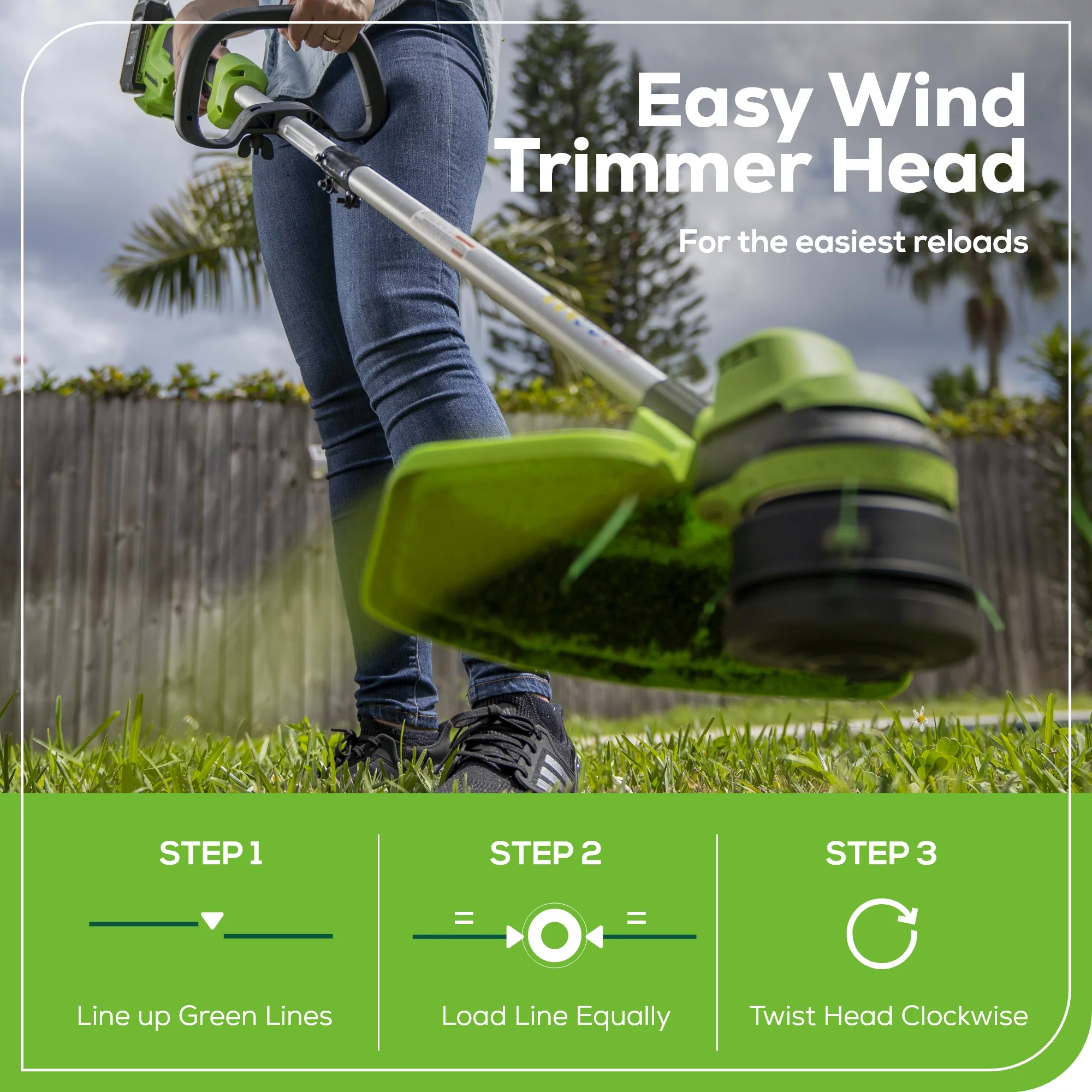 48V (2x24V) 15 Cordless Battery Load N' Go™ String Trimmer w/ (2) 4.0Ah USB Batteries & Charger