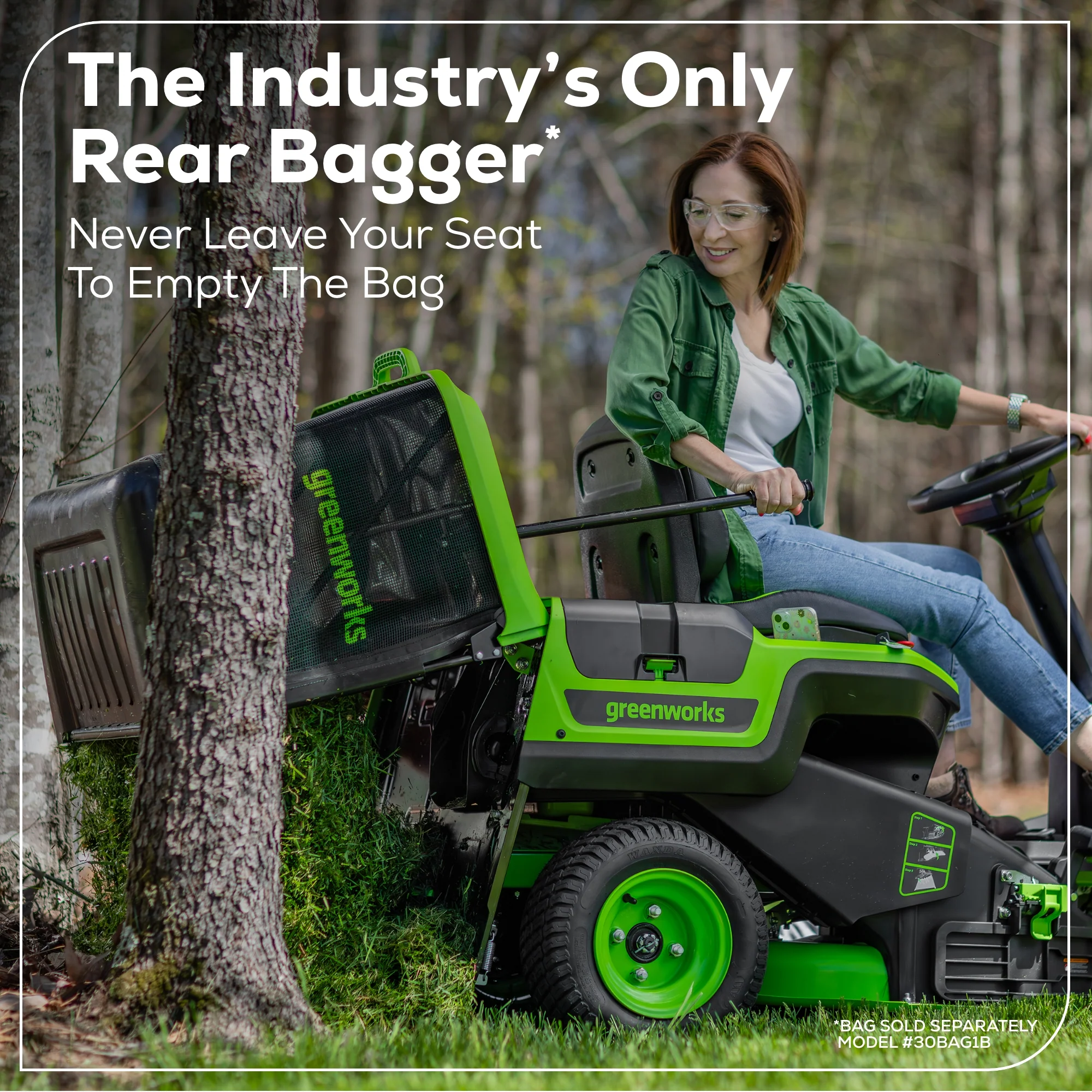 60V 30” CrossoverT Riding Lawn Tractor with (2) 8.0 Ah, (2) 4.0 Ah Batteries & 600-Watt Charger