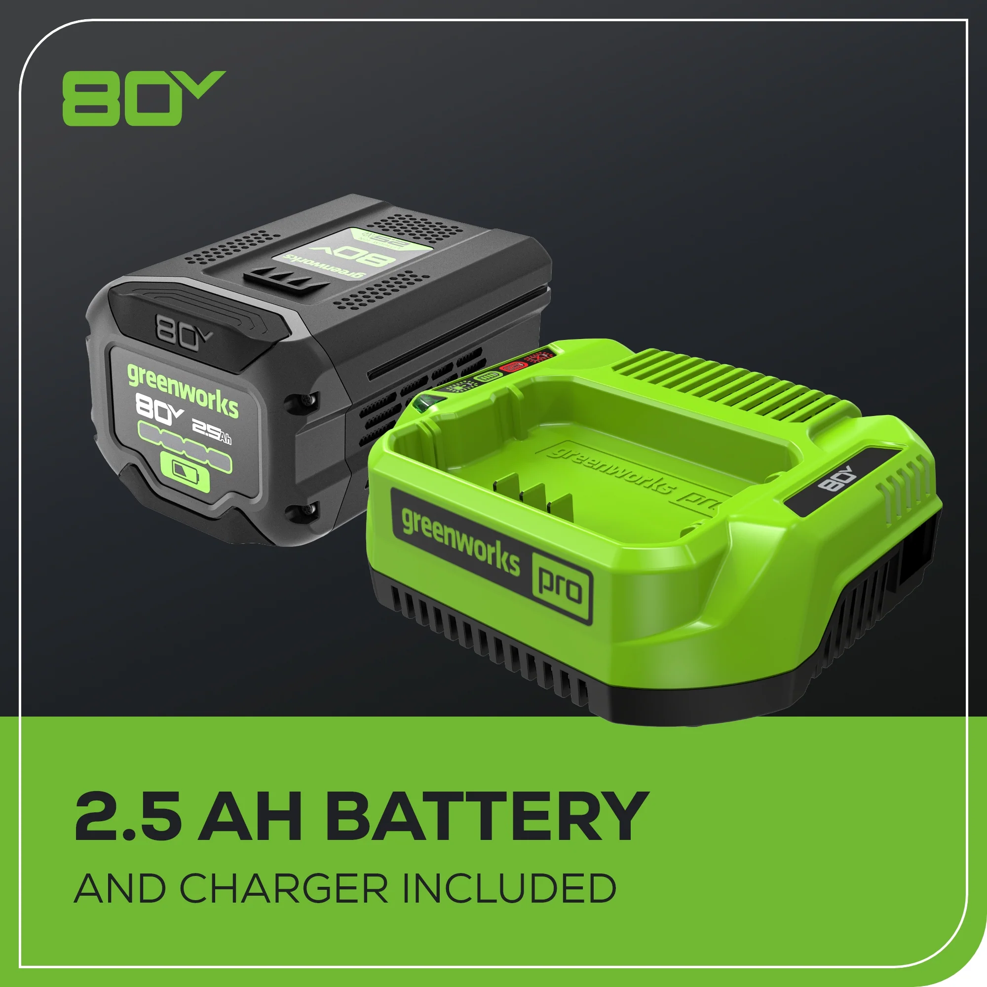 80V 16 2.0kW Cordless Battery Chainsaw w/ (1) 2.5Ah Battery & 2A Charger