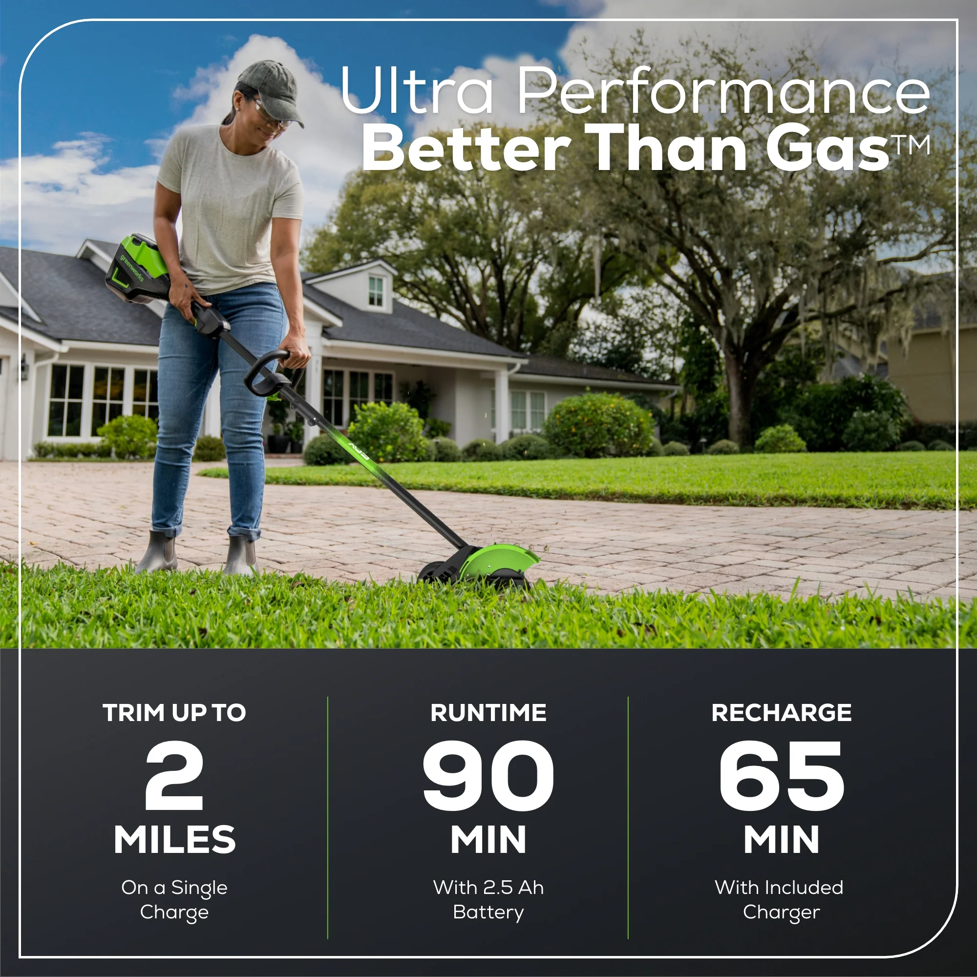 60V 8 Cordless Battery Edger Black Shaft w/ 2.0Ah Battery & Charger