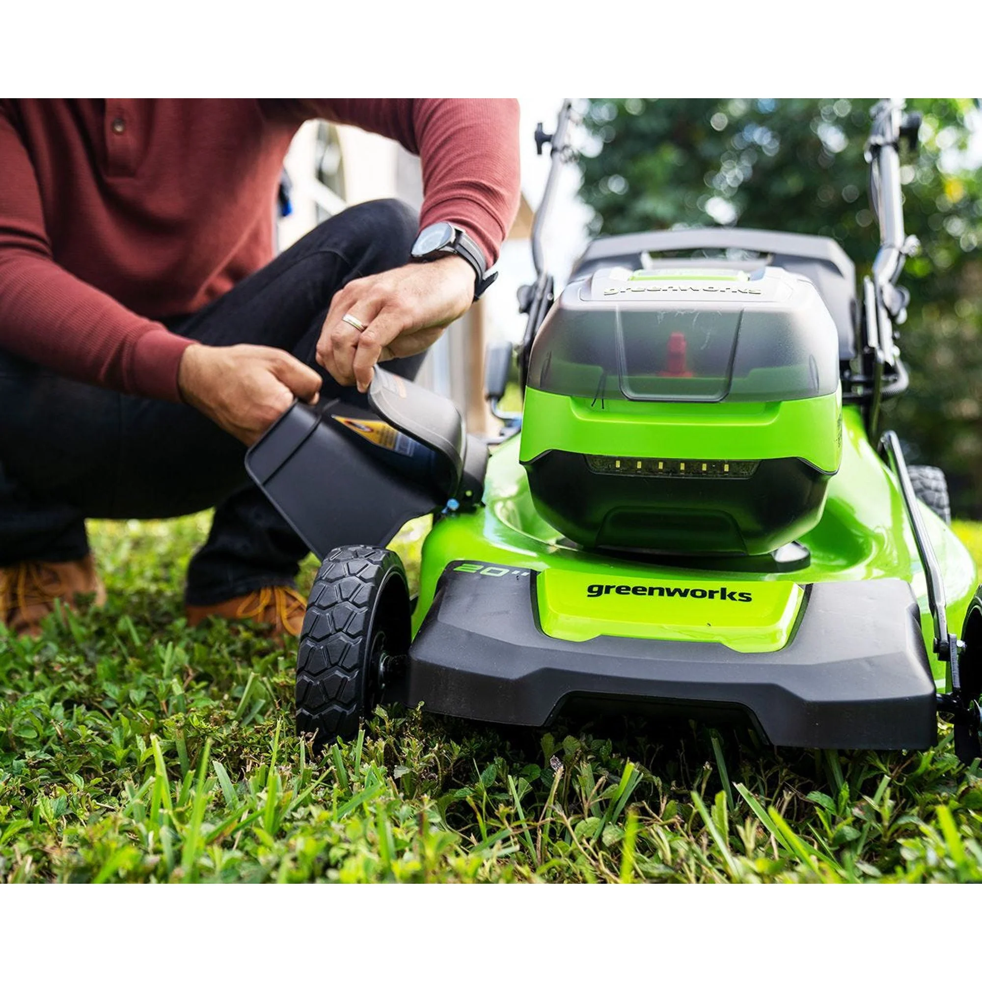 48V (2x24V) 20 Cordless Battery Push Mower w/ (2) 4.0Ah USB Batteries & Charger