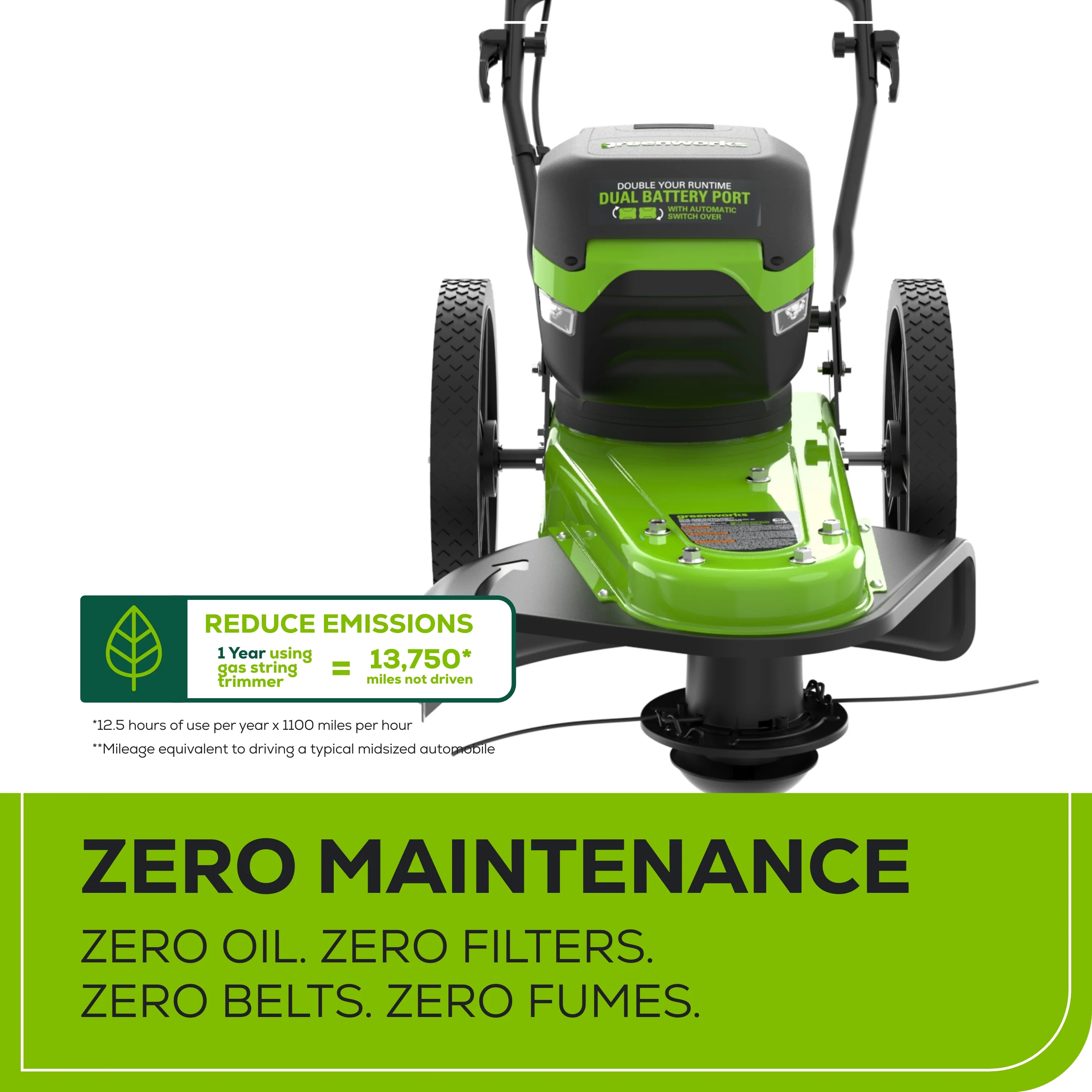 60V 22 Cordless Battery Wheeled String Trimmer w/ 8.0Ah Battery & Charger