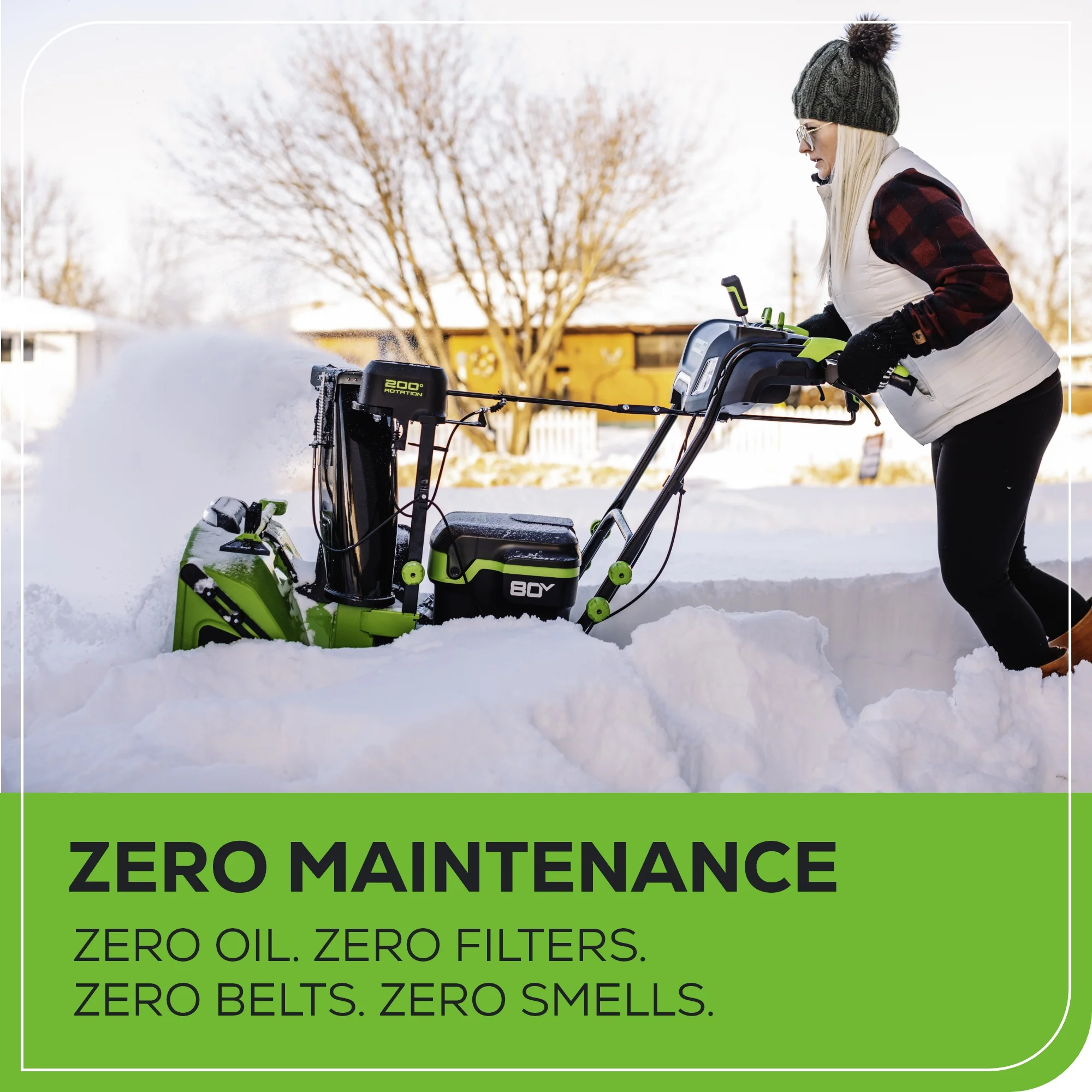 80V 24 Cordless Battery Two-Stage Snow Blower w/ Two (2) 5.0 Ah Batteries & Dual-Port Rapid Charger