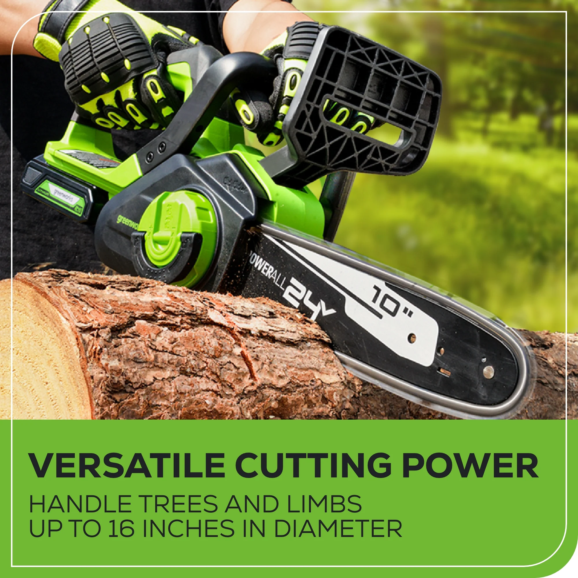 24V 10 Cordless Battery Chainsaw w/ 2.0Ah USB Battery & Charger