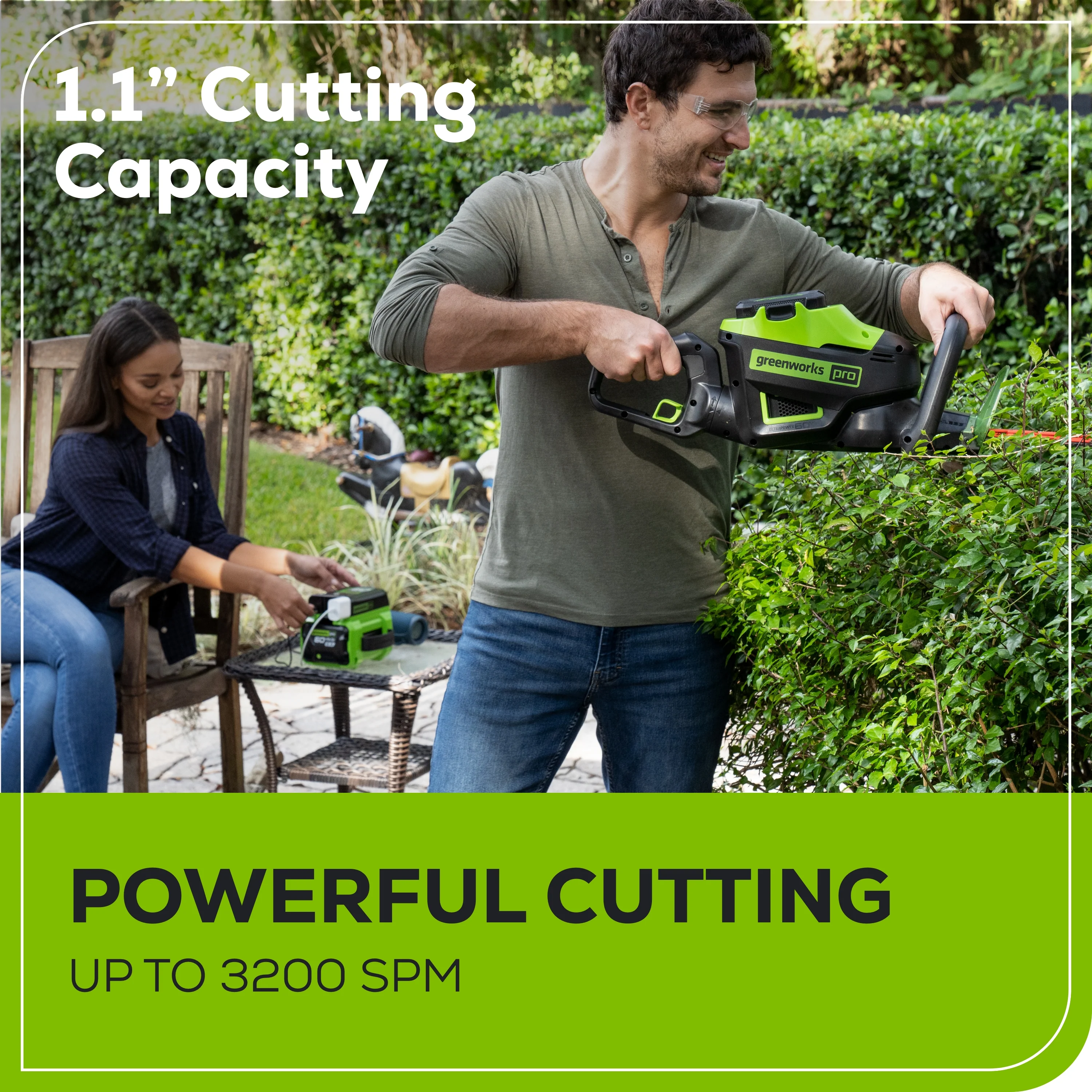 60V 26 Cordless Battery Hedge Trimmer 3200 SPM w/ 2.0Ah Battery & Charger