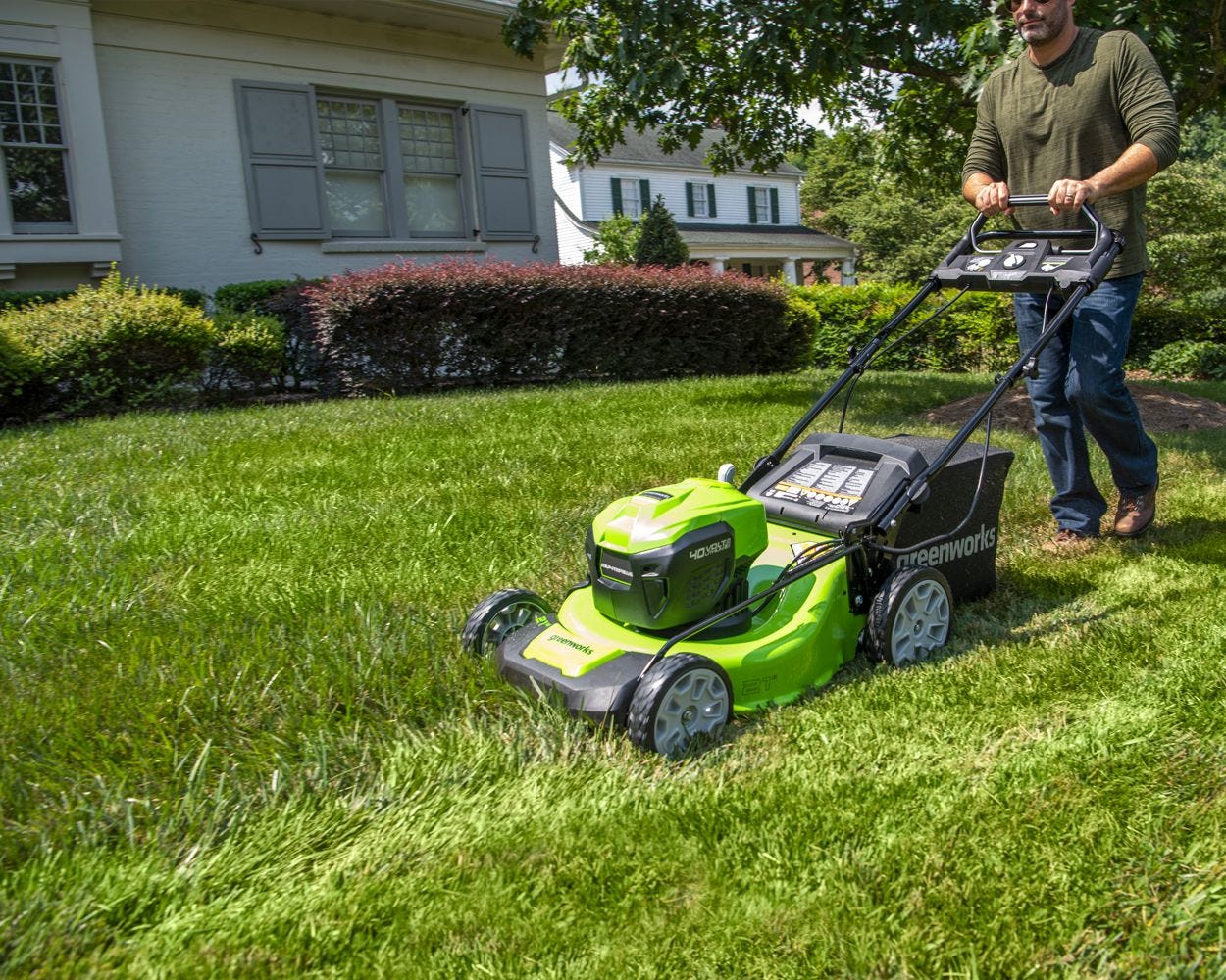 RENEWED 40V 21 Cordless Battery Self-Propelled Lawn Mower w/ (2) 4.0Ah USB Batteries & Charger