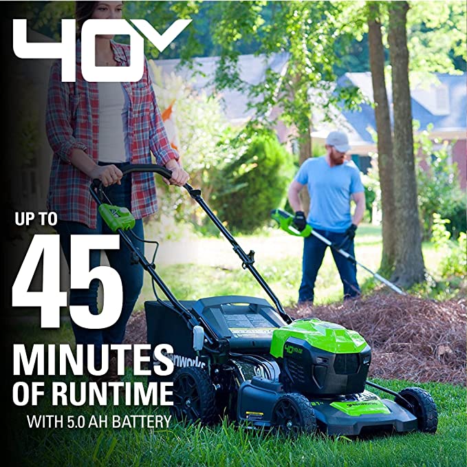 40V 21 Cordless Battery Brushless Push Lawn Mower w/ 5.0Ah USB Battery & Charger
