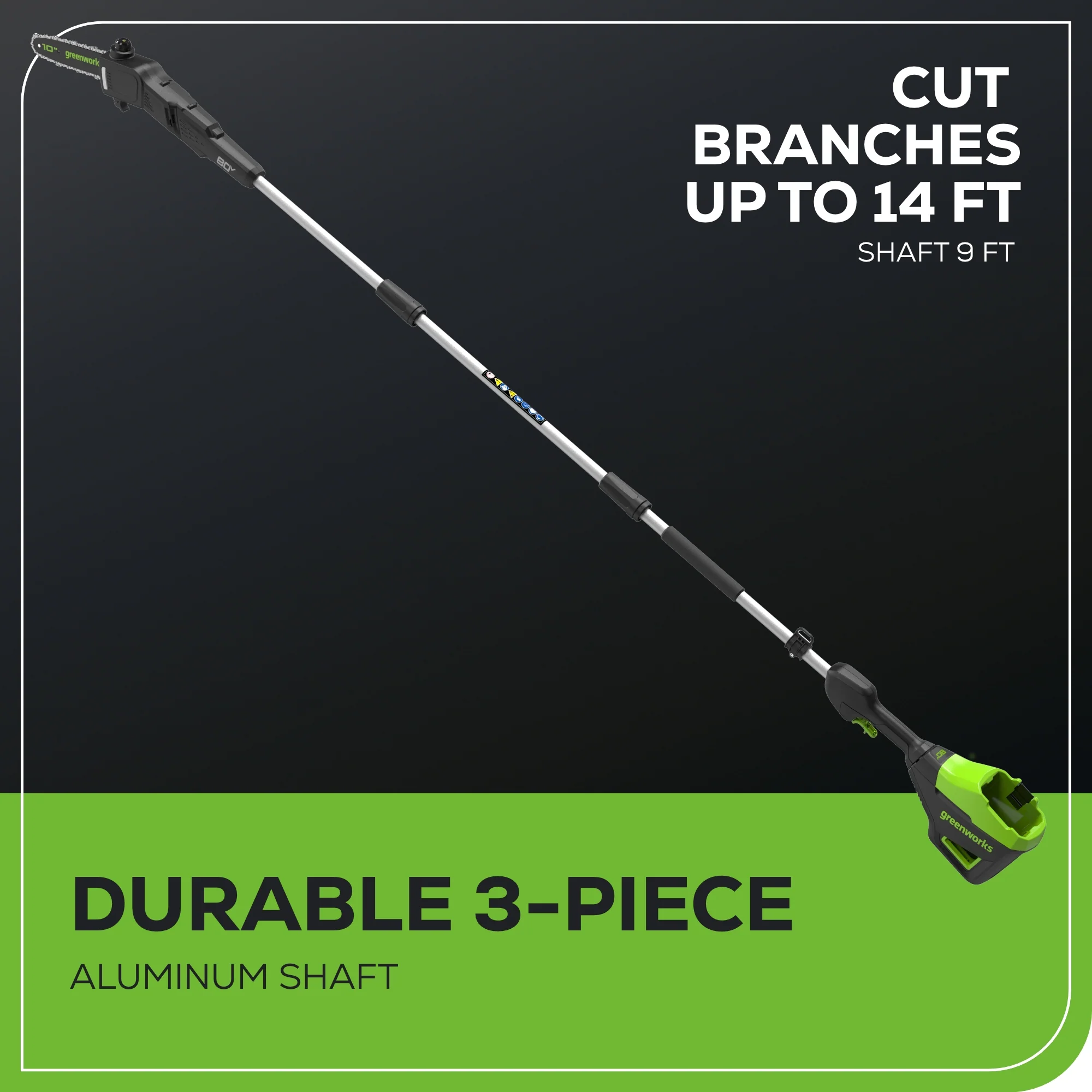 80V 20 Cordless Battery Pole Hedge & 10 Pole Saw Combo Kit w/ 2.0 Ah Battery & Rapid Charger