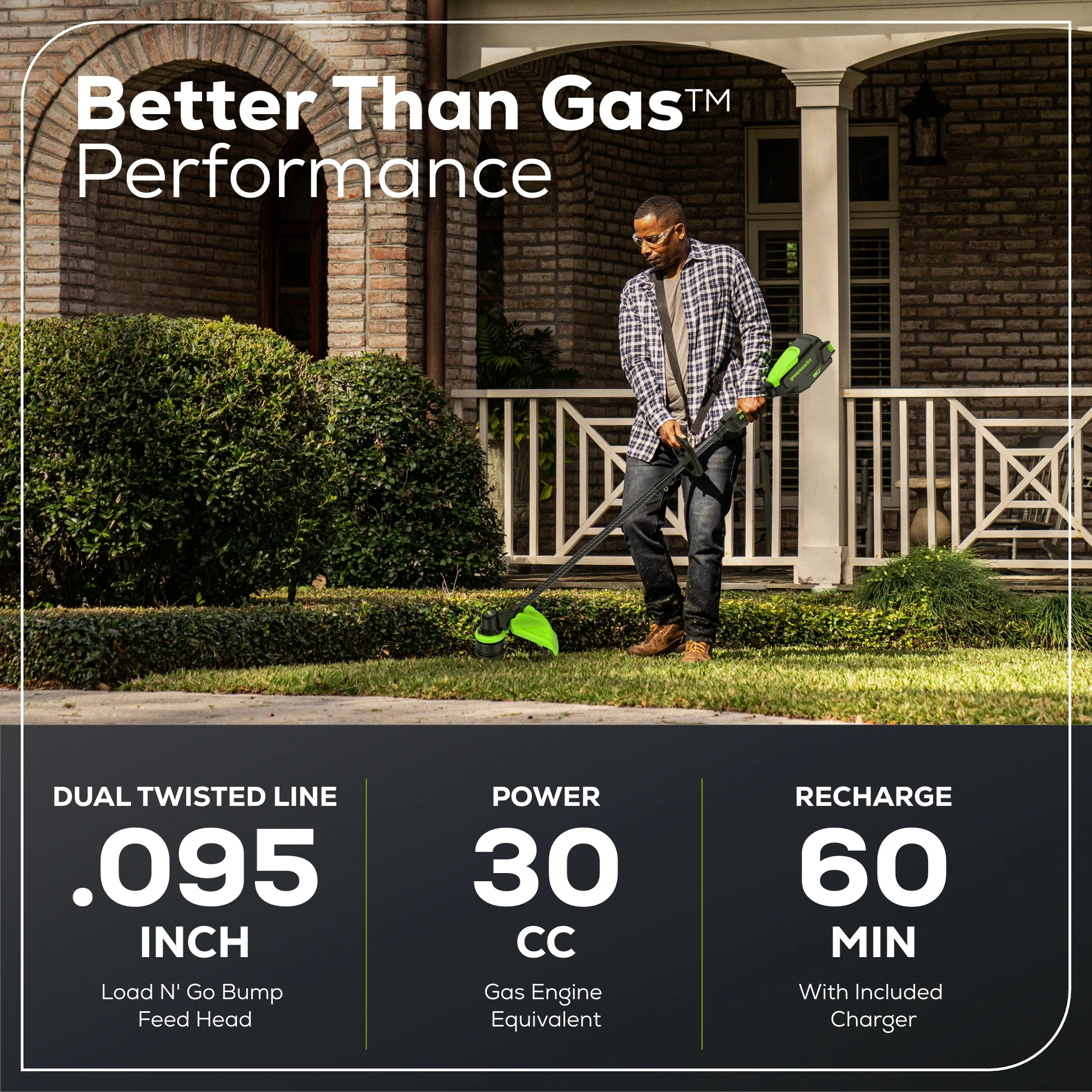 80V Cordless 16 Brushless Carbon Fiber String Trimmer w/ 2.0Ah Battery & Charger