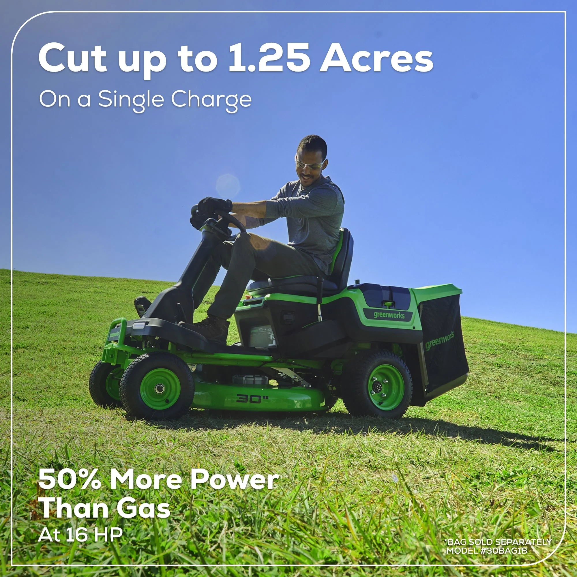60V 30” CrossoverT Riding Lawn Tractor 3PC Combo Kit w/ Two 8.0Ah Batteries, Two 4.0Ah Batteries, One 2.5Ah Battery and Two Chargers