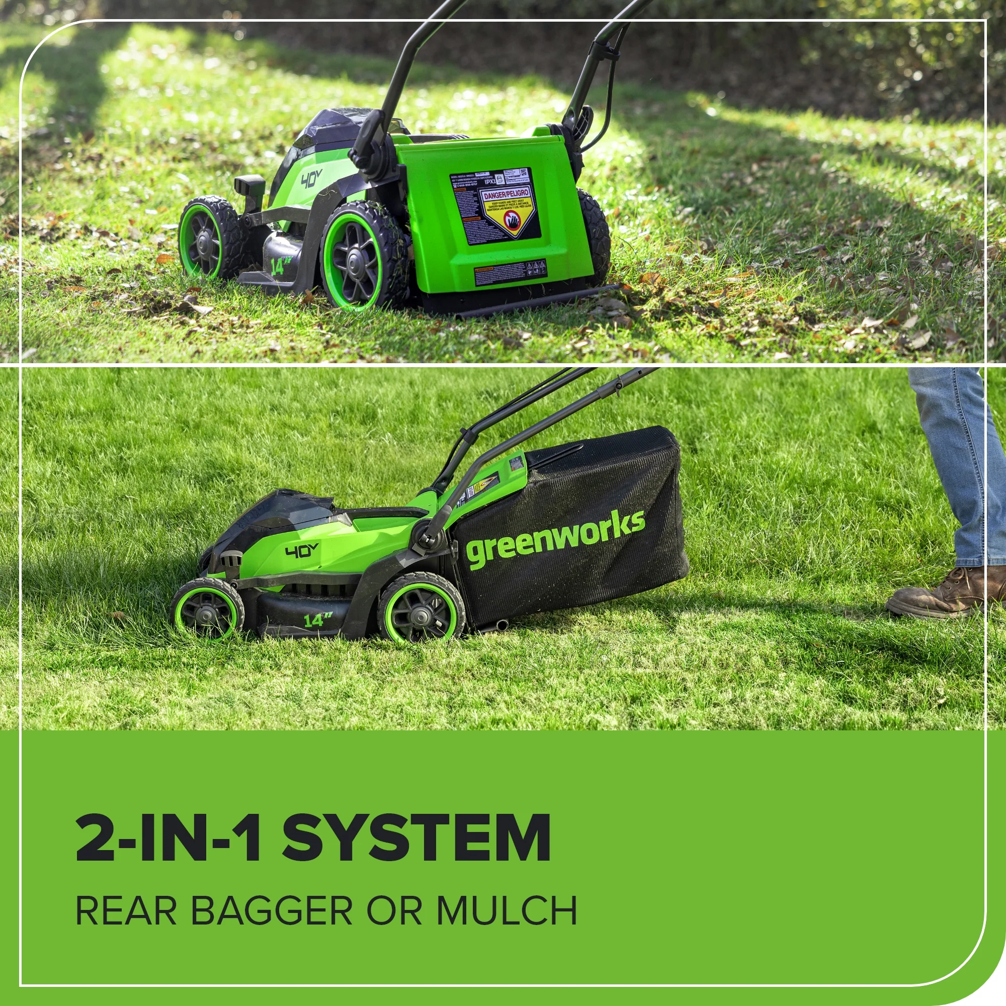 40V 14 Cordless Battery BL Push Lawn Mower w/ 4.0Ah Battery & Charger