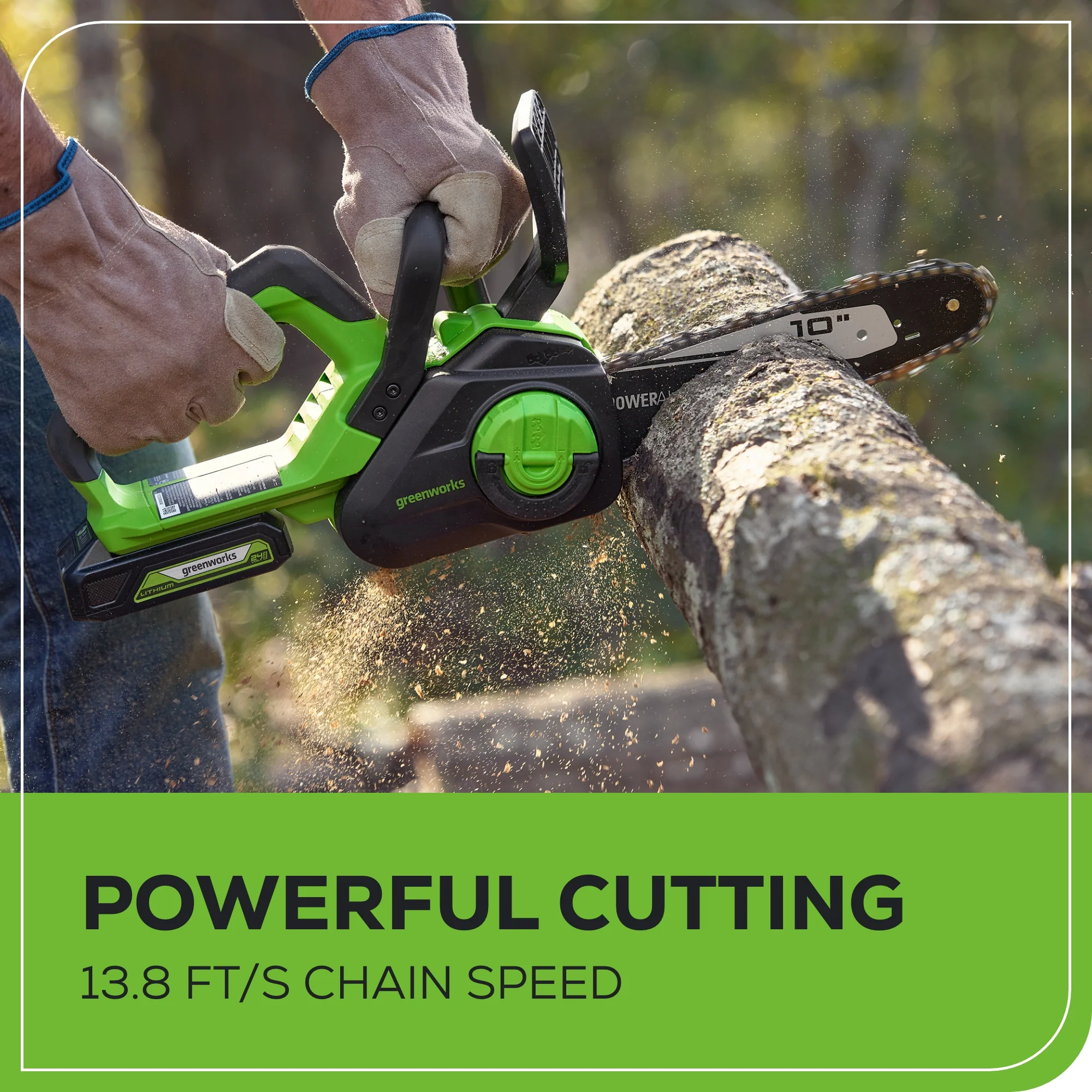 24V 10 Cordless Battery Chainsaw w/ 2.0Ah USB Battery & Charger