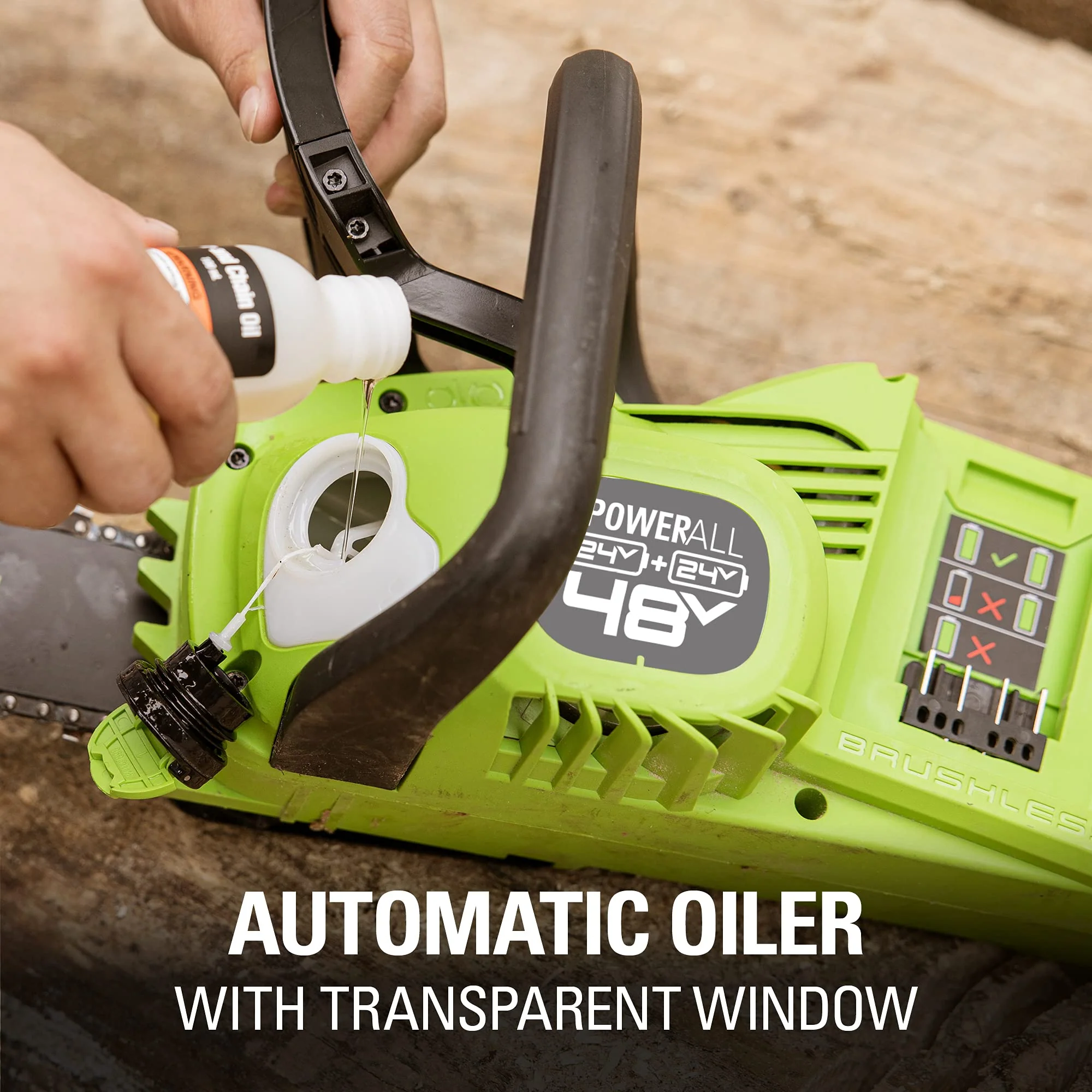 48V (2x24V) 16 Cordless Battery Chainsaw w/ Two (2) 4.0Ah USB Batteries & Dual Port Charger