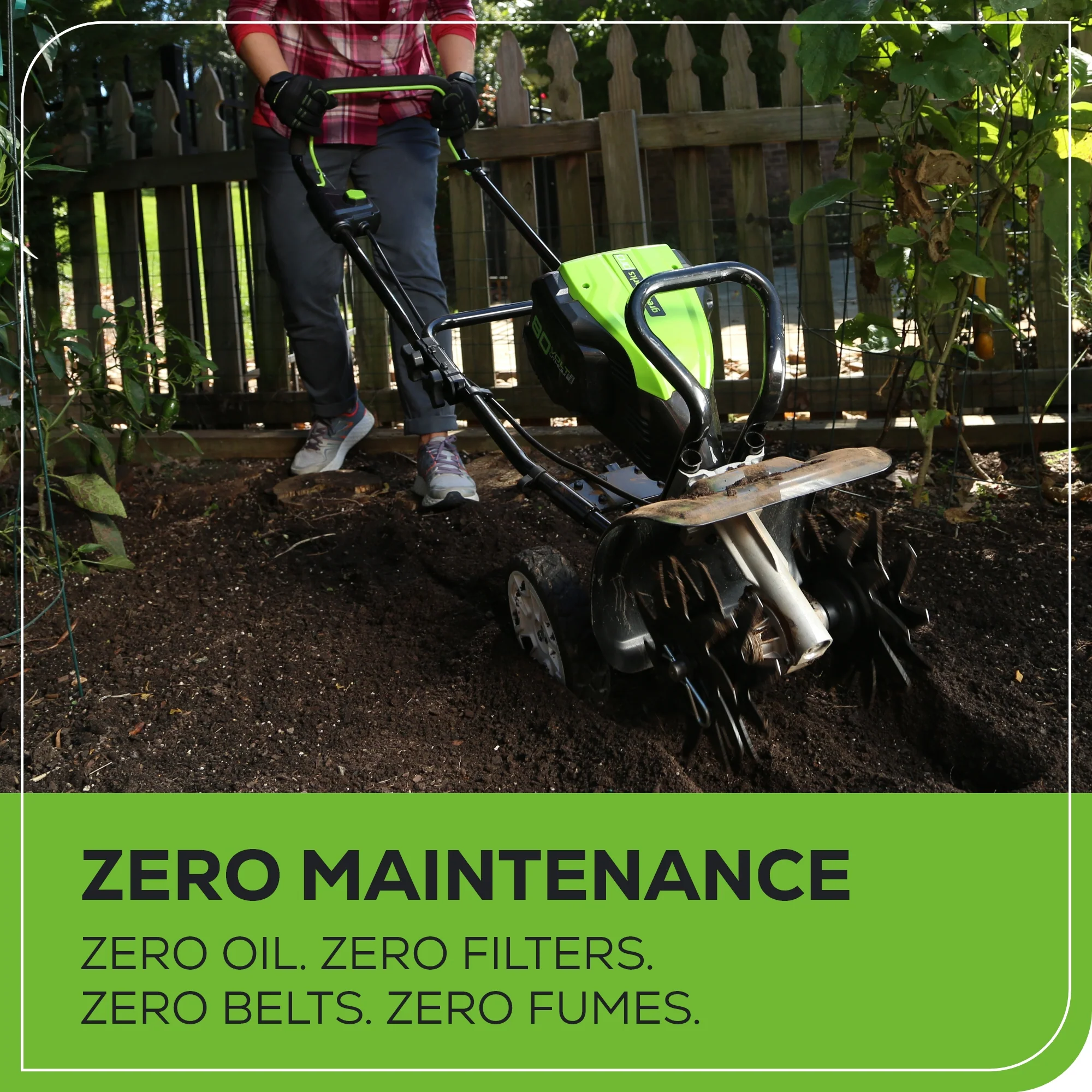 80V 10 Brushless Cultivator / Tiller w/ 2.0Ah Battery & Charger